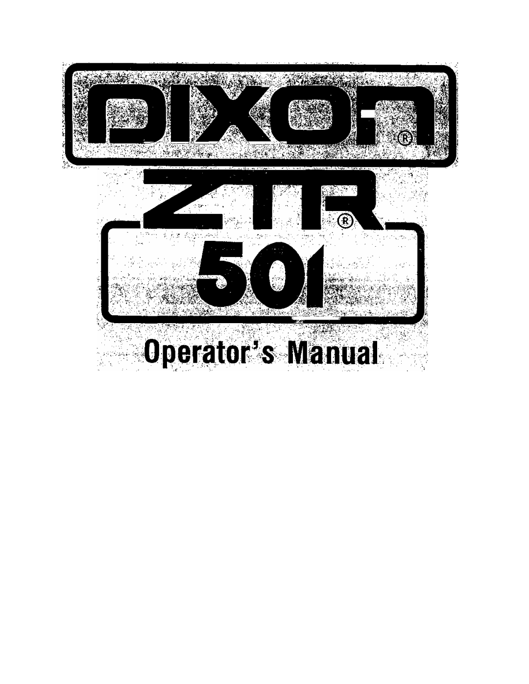 Dixon 501 manual 