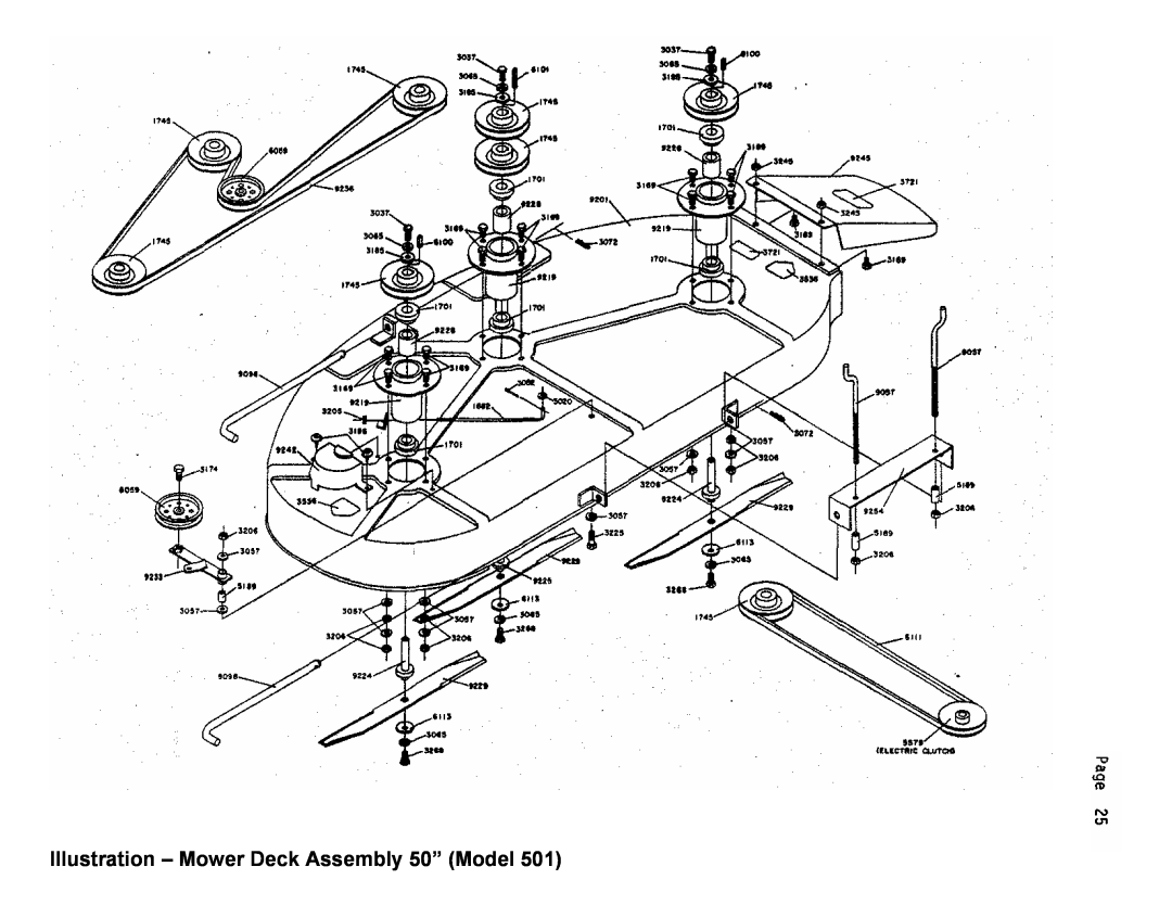 Dixon 501 manual Illustration - Mower Deck Assembly 50” Model 