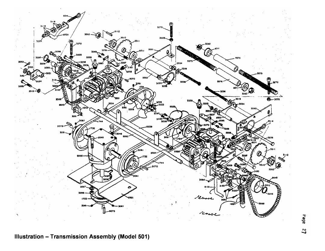 Dixon 501 manual Illustration – Transmission Assembly Model 