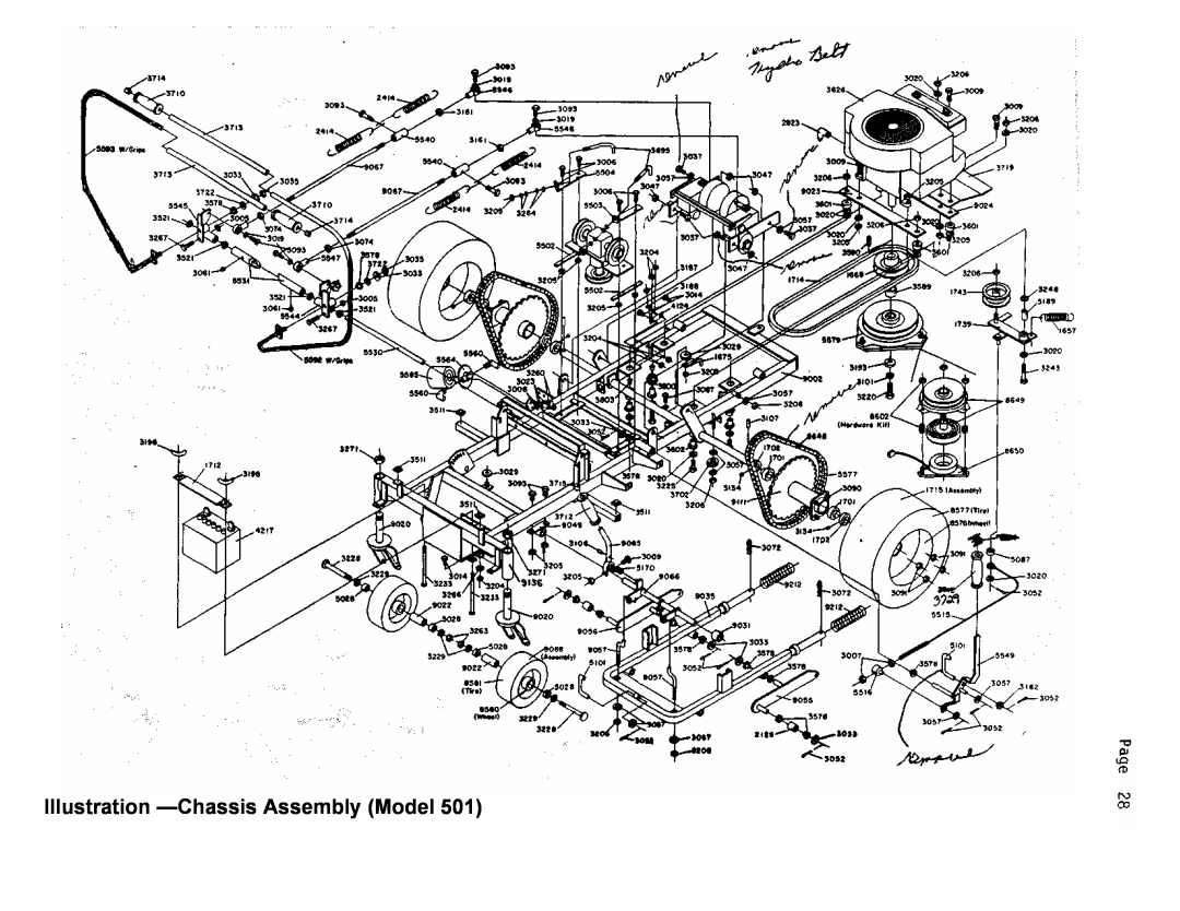 Dixon 501 manual Illustration —ChassisAssembly Model 