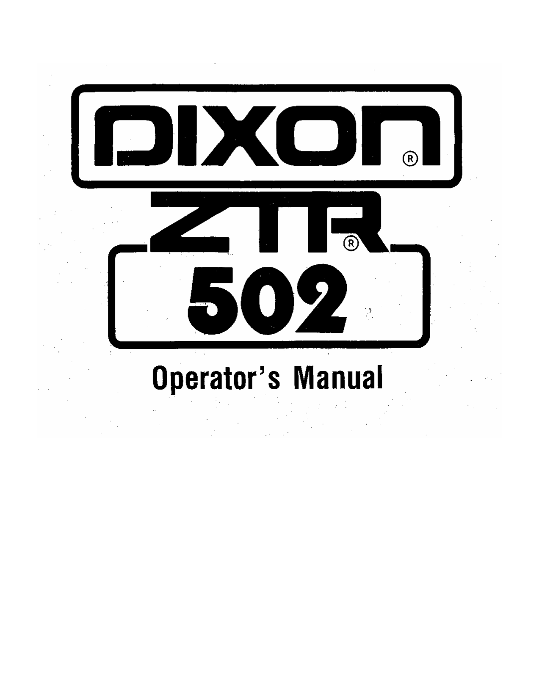 Dixon 502 manual 