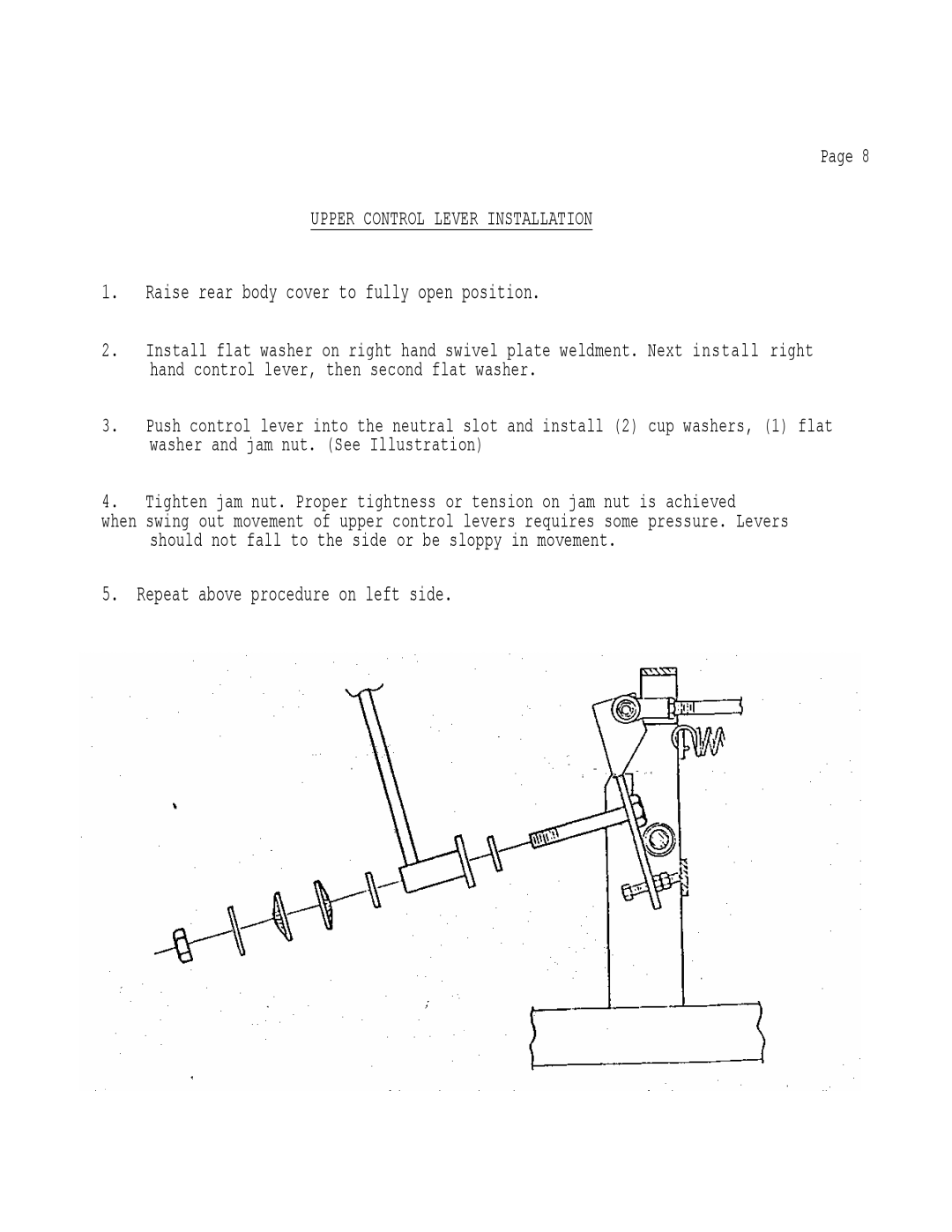 Dixon 503 manual Raise rear body cover to fully open position, Repeat above procedure on left side 