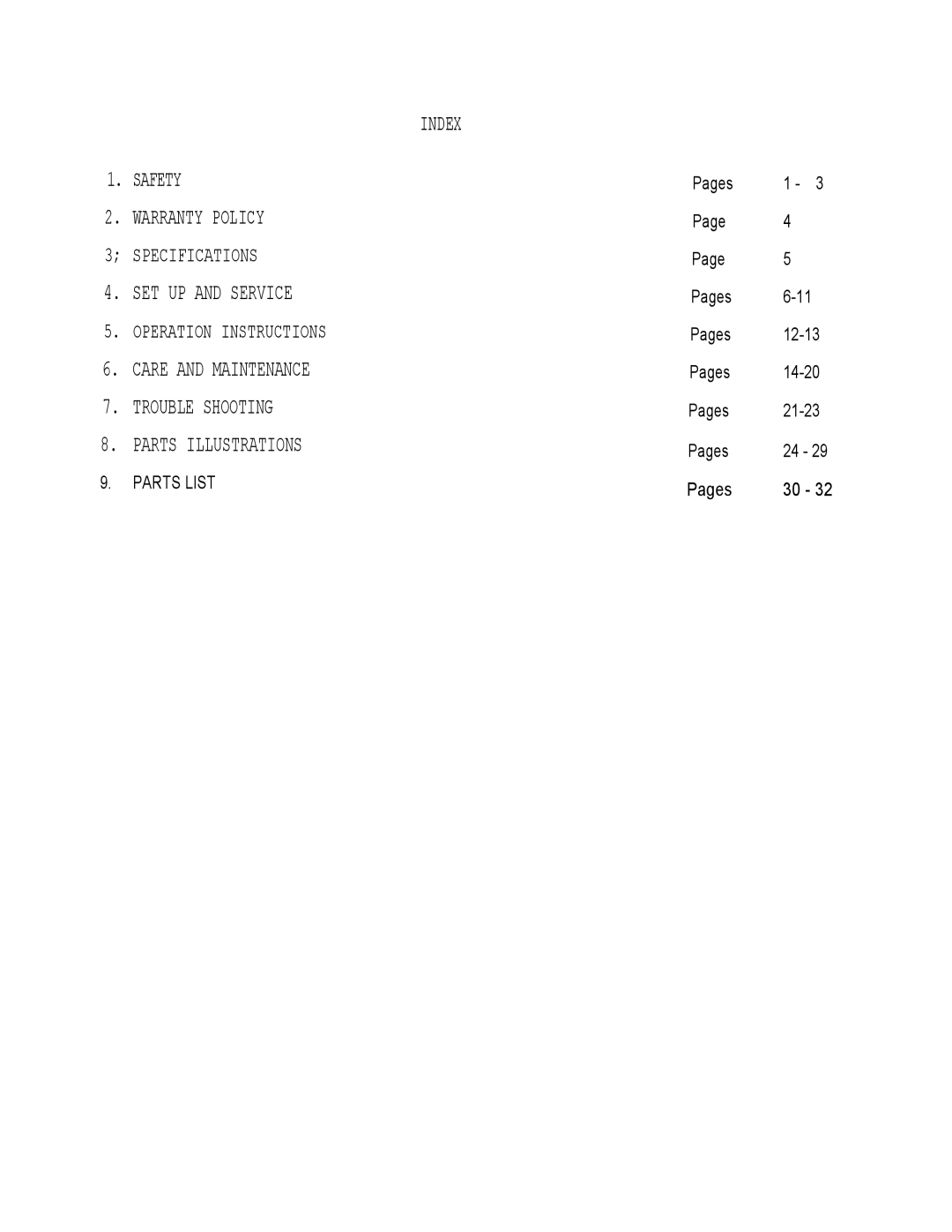 Dixon 503 manual Specifications, Operation Instructions 