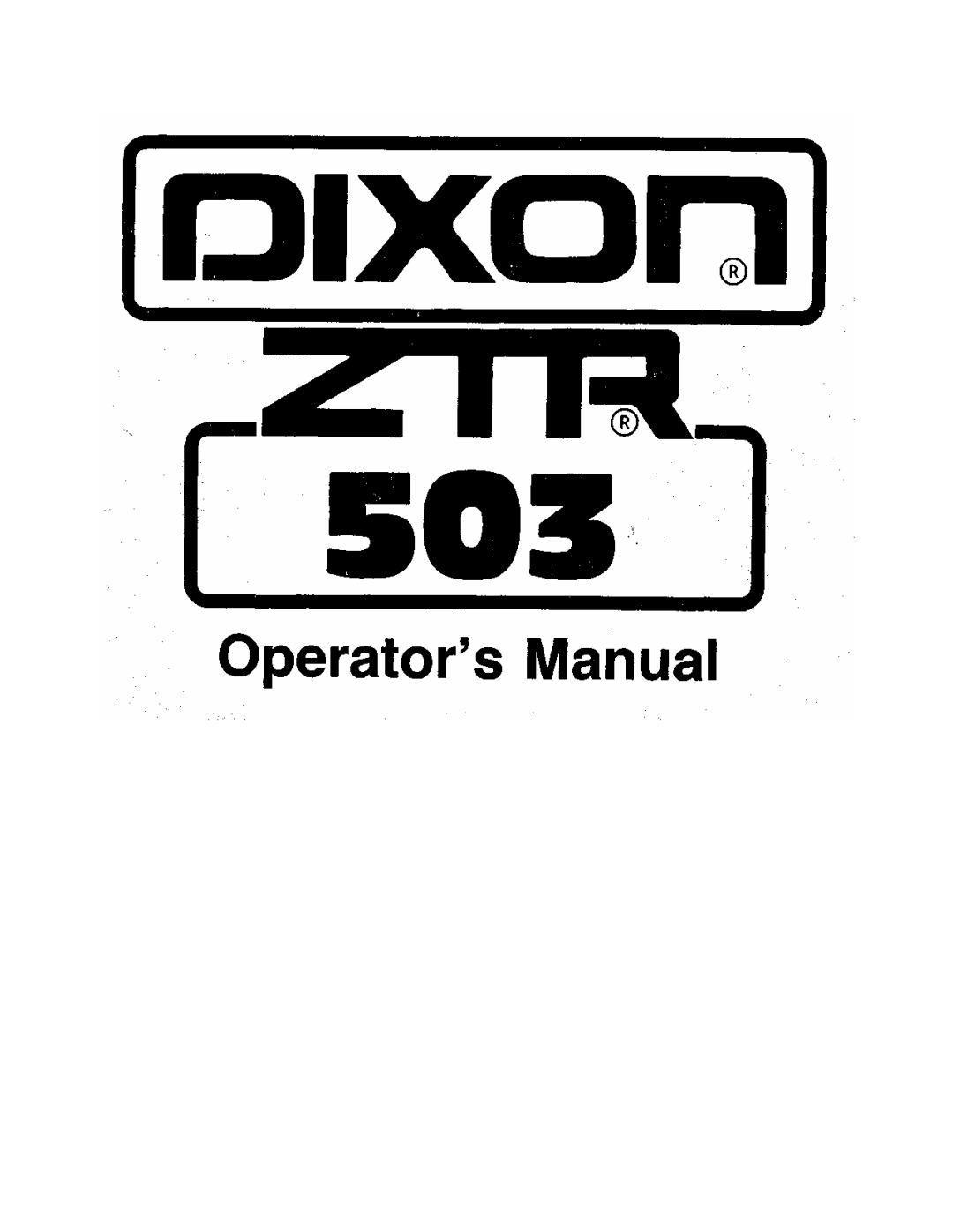 Dixon 503 manual 
