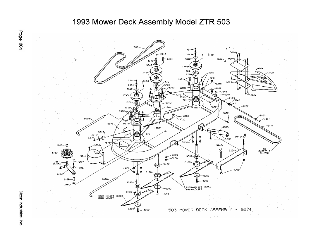 Dixon 503 manual Mower Deck Assembly Model ZTR 