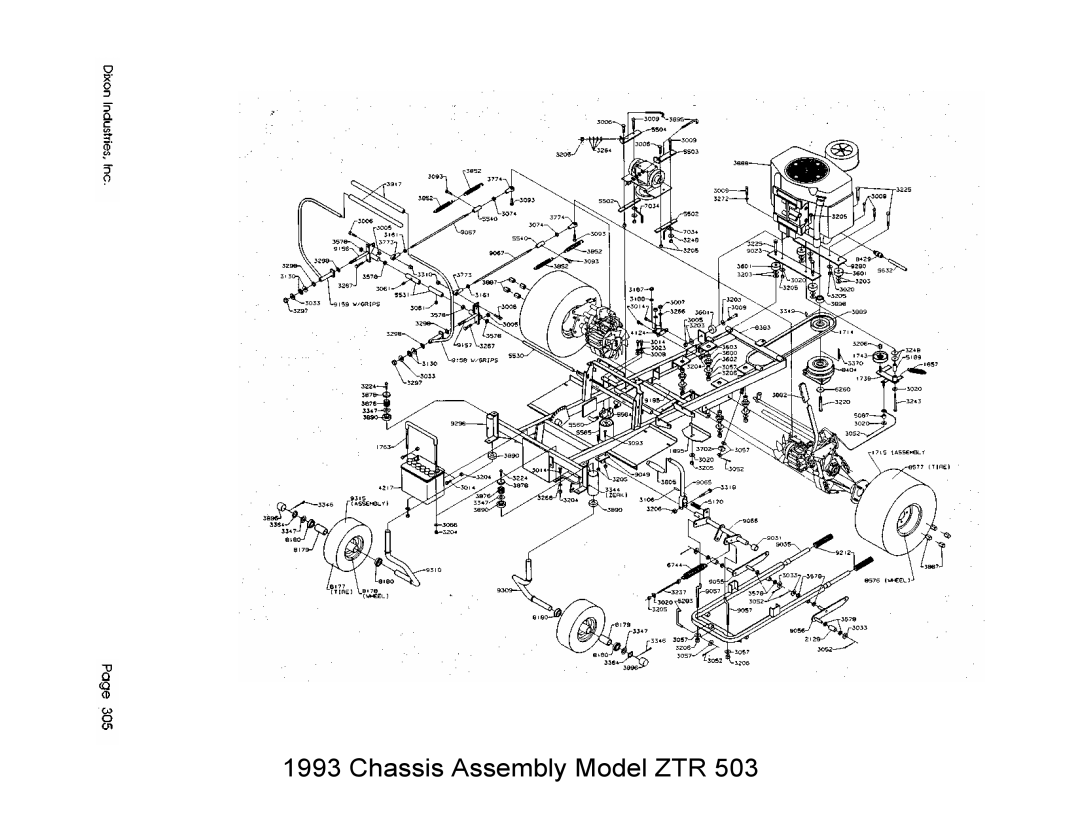 Dixon 503 manual Chassis Assembly Model ZTR 