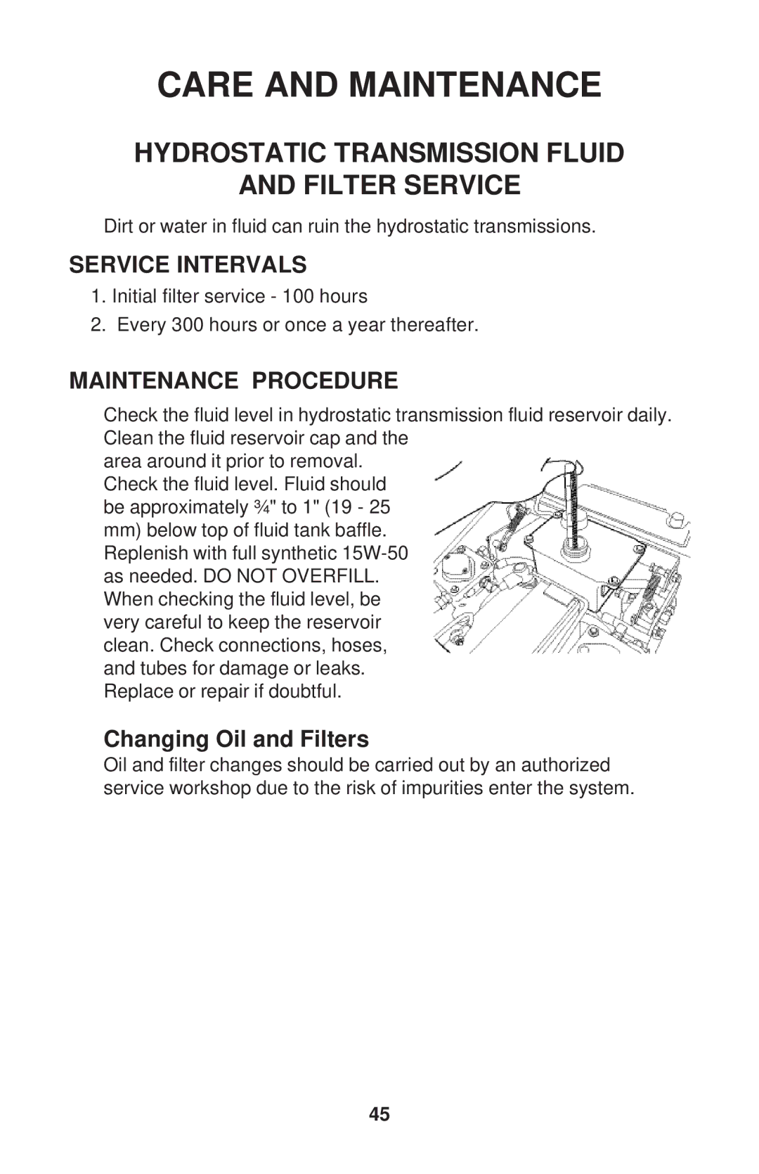 Dixon 52 - 27 KOH, 60 - 27 KOH, 60 - 30 KOH, 72 - 27 KOH Hydrostatic Transmission Fluid Filter Service, Service Intervals 