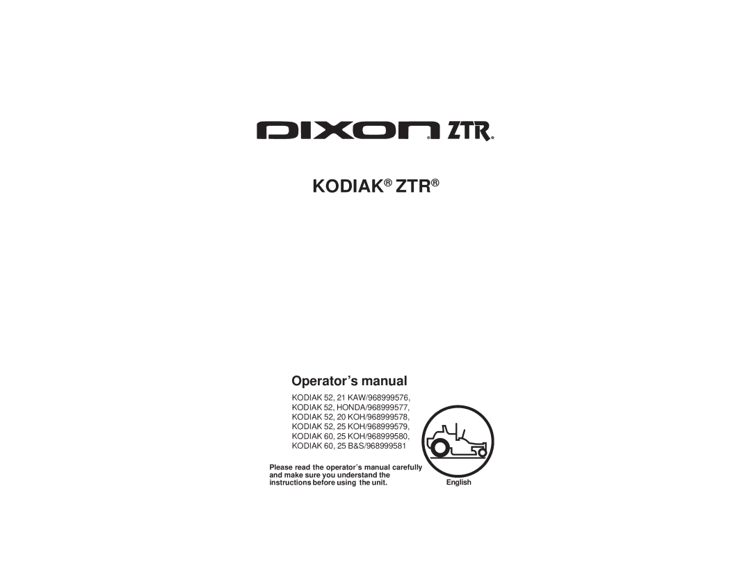 Dixon 52 manual Kodiak ZTR 