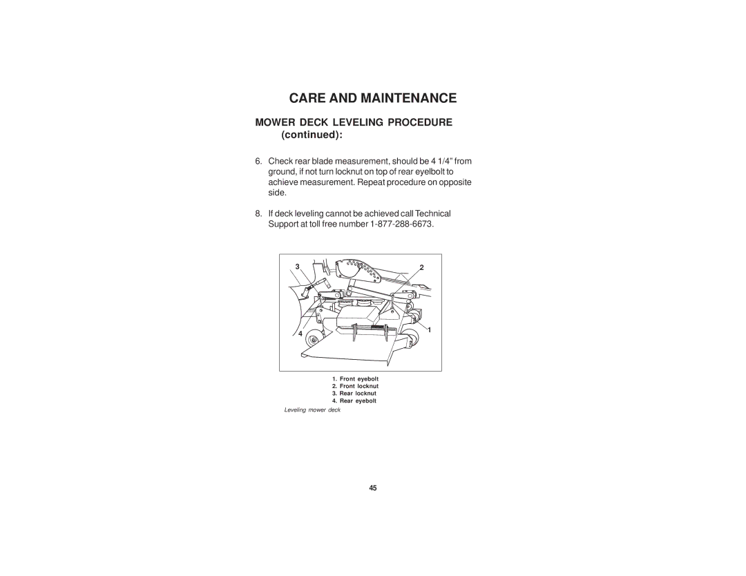 Dixon 52 manual Mower Deck Leveling Procedure 