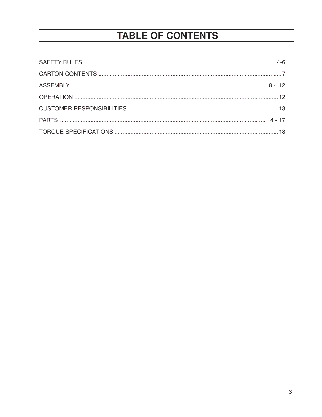 Dixon 539 131188 manual Table of Contents 