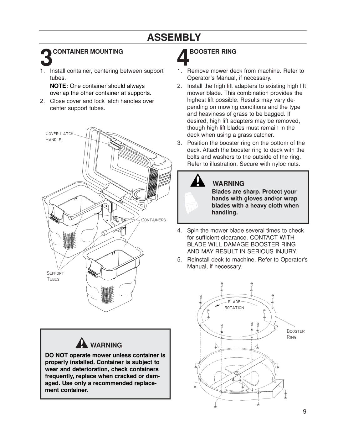 Dixon 539 131188 manual 3CONTAINER Mounting, 4BOOSTER Ring 