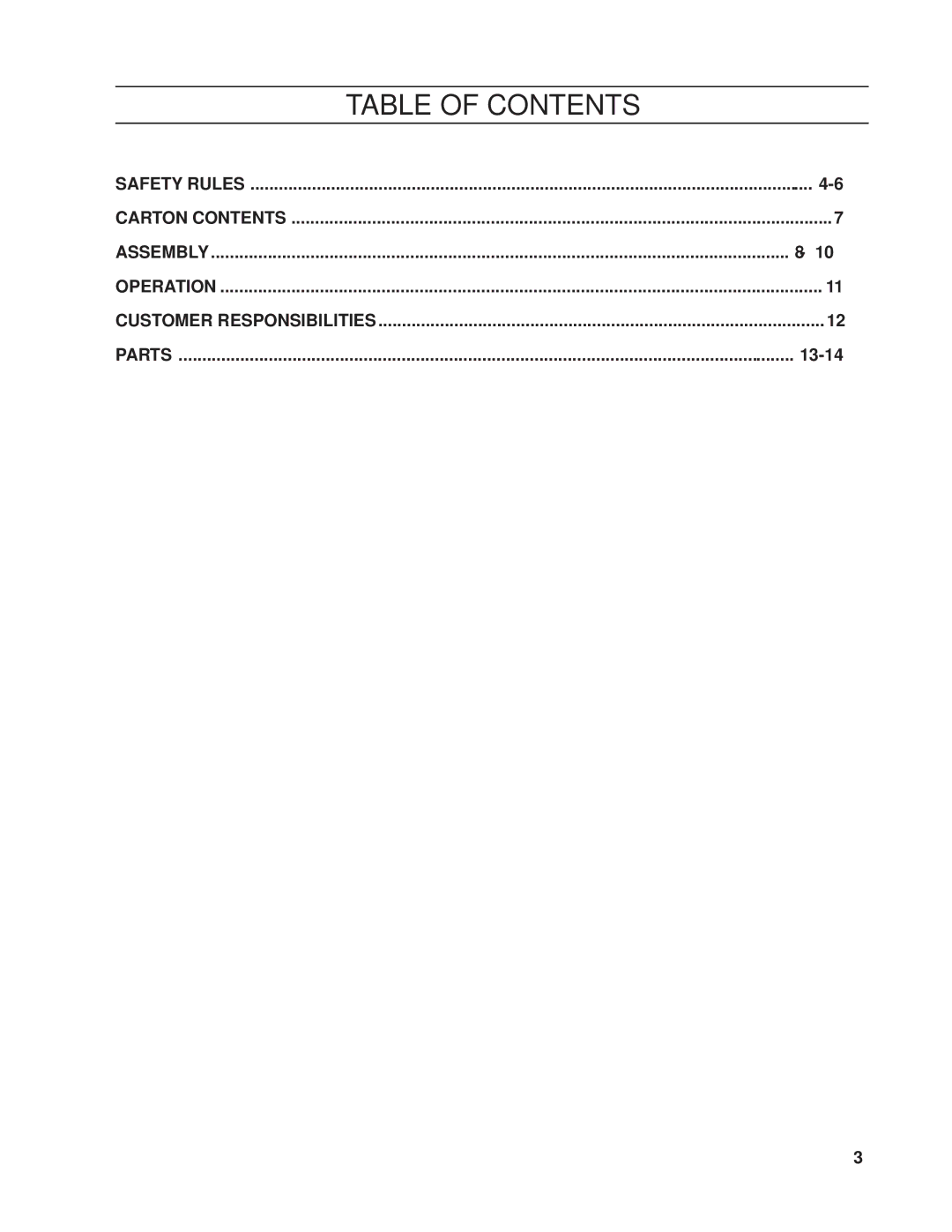 Dixon 539 131301 manual Table of Contents 