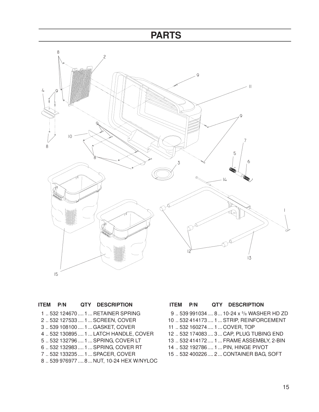 Dixon 539 131388, 539 131354 manual Item P/N QTY Description 