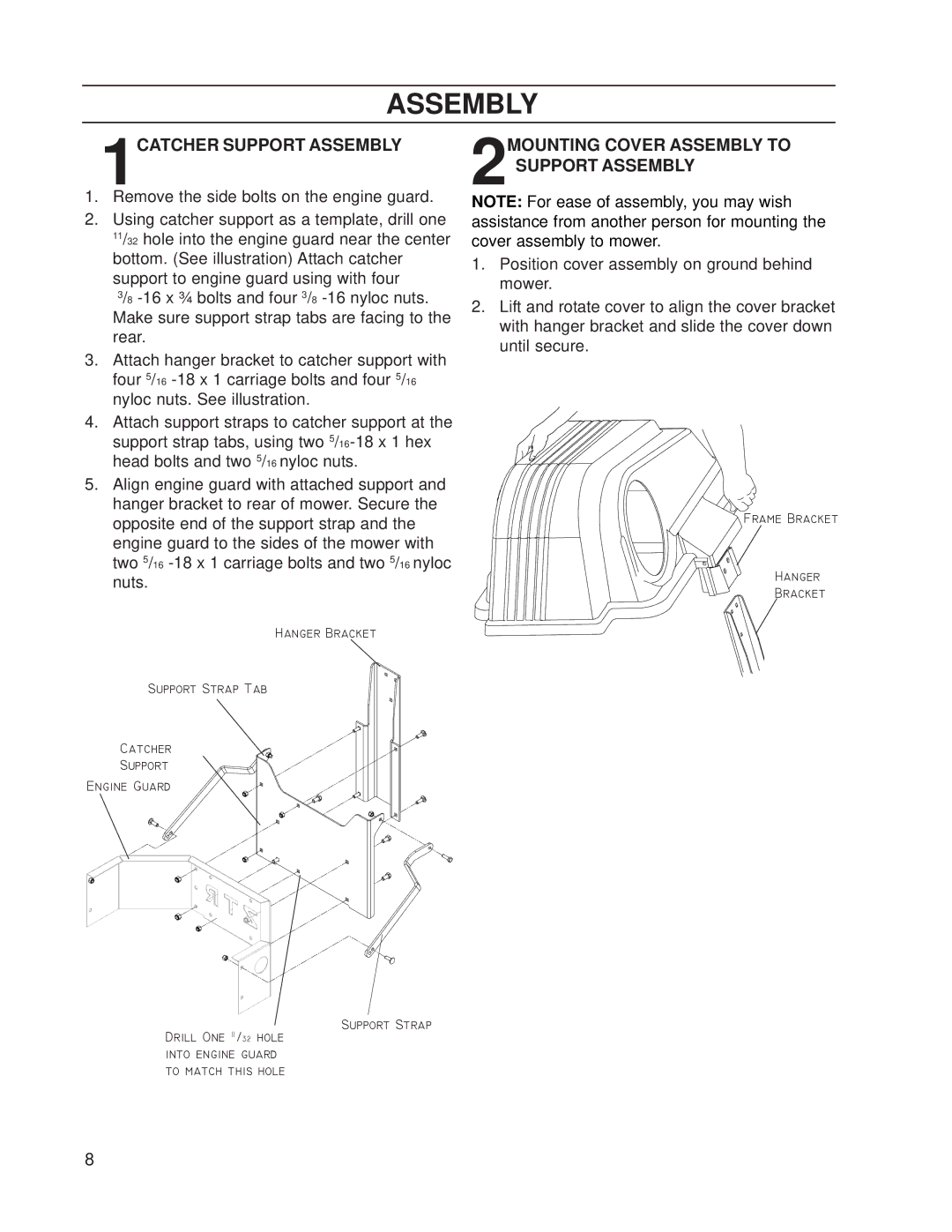 Dixon 539 131354, 539 131388 manual 1CATCHER Support Assembly, 2MOUNTING Cover Assembly to Support Assembly 