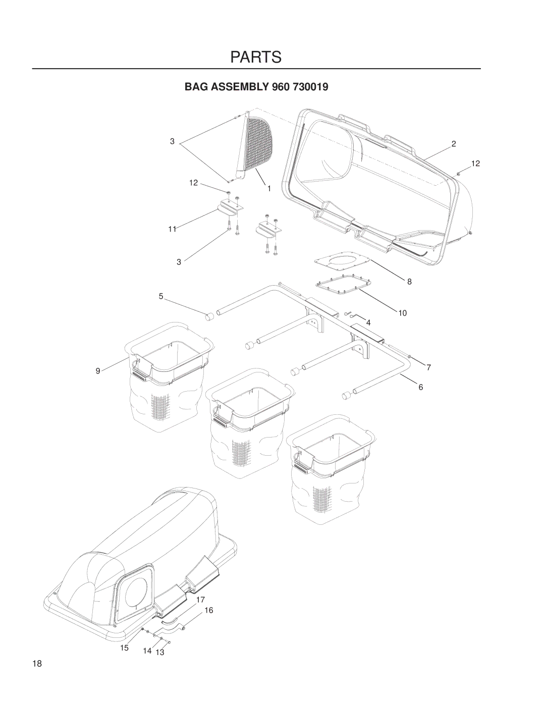 Dixon 539 132250, 539 132397, 539 132252, 539 132251 manual BAG Assembly 960 