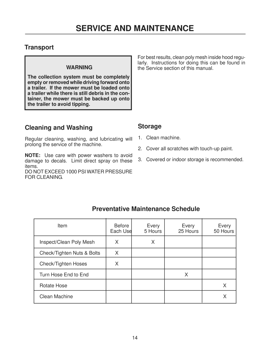 Dixon 539130211, 539130212 manual Service and Maintenance, Transport 