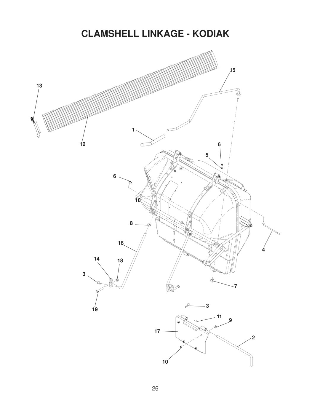 Dixon 539130211, 539130212 manual Clamshell Linkage Kodiak 