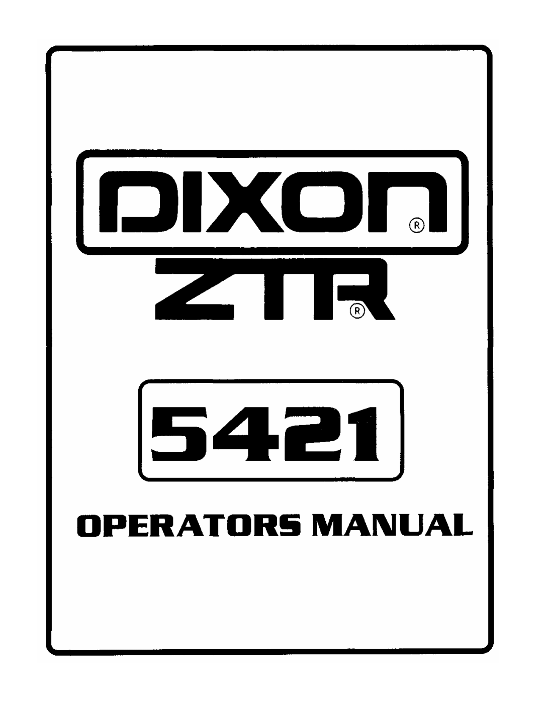 Dixon 5421 manual 