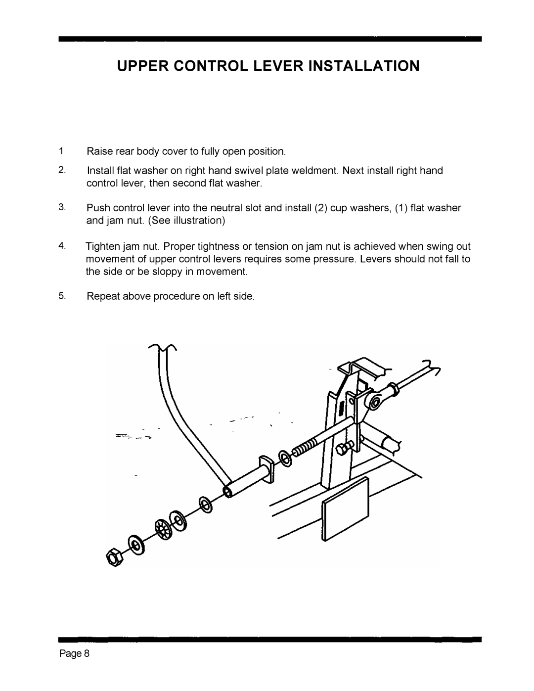 Dixon 5421 manual Upper Control Lever Installation 