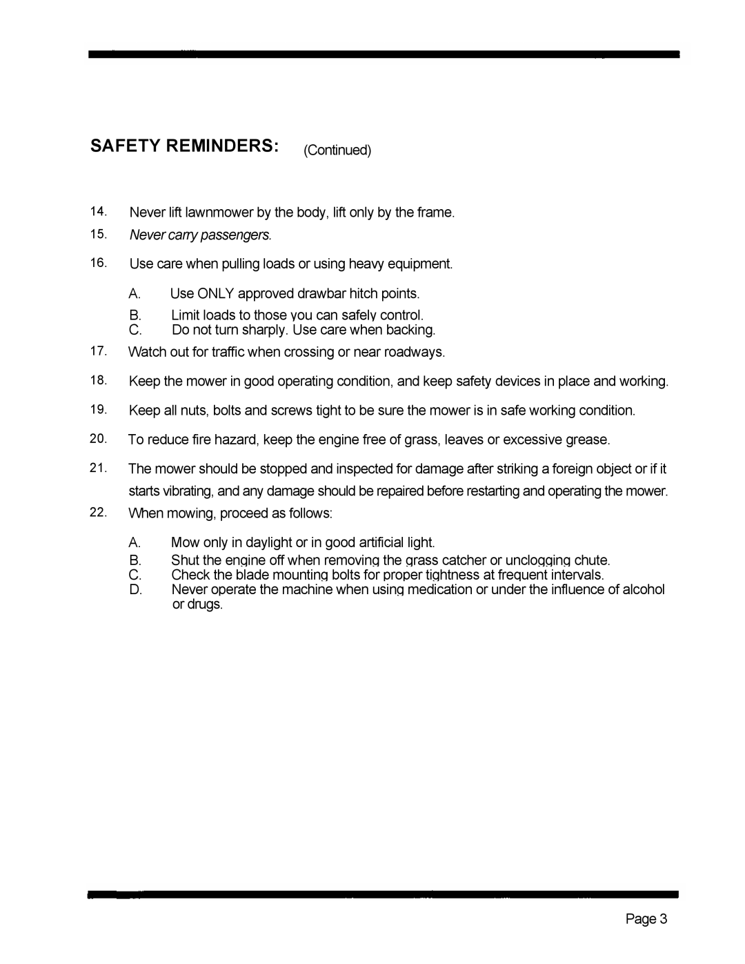 Dixon 5421 manual Safety Reminders 