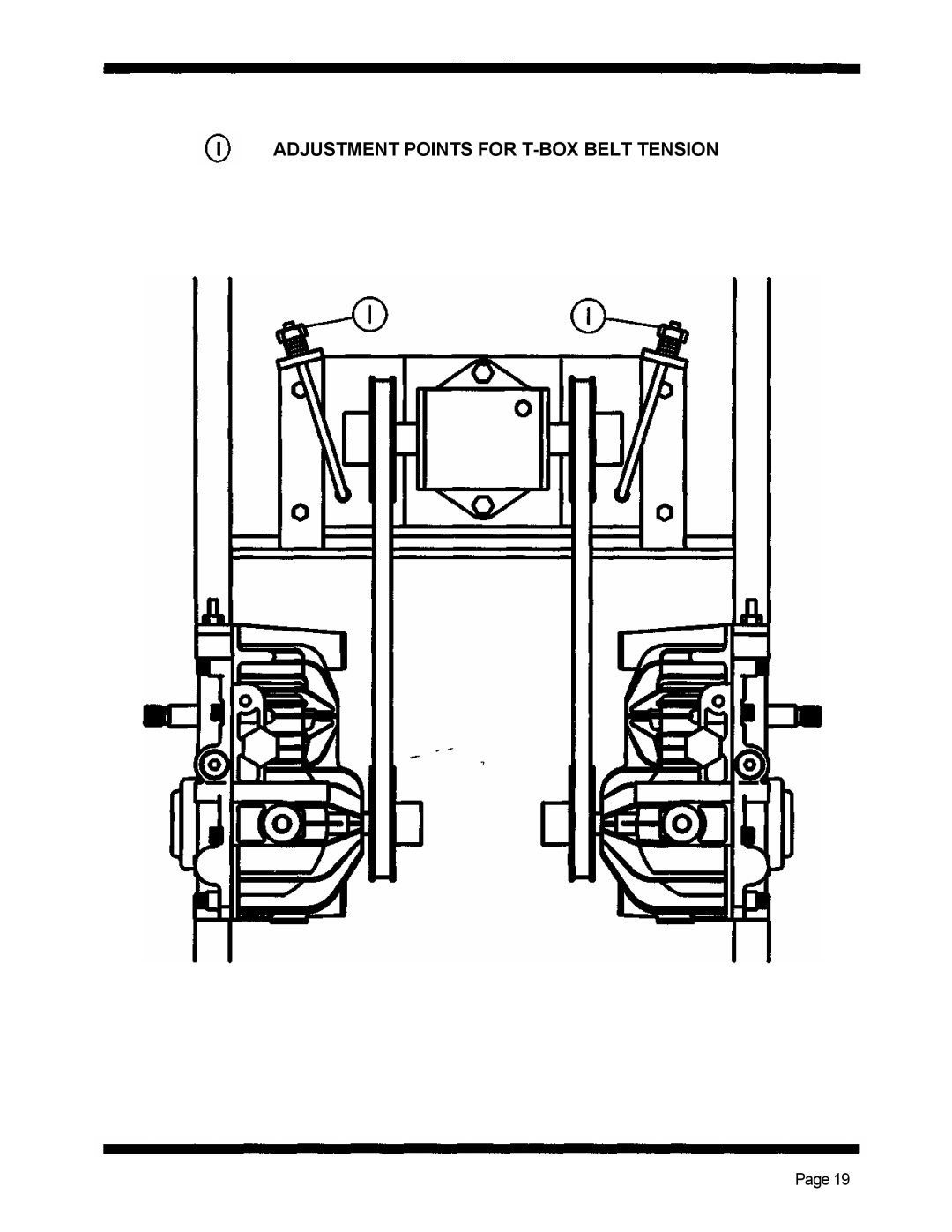 Dixon 5501 manual Adjustment Points for T-BOX Belt Tension 