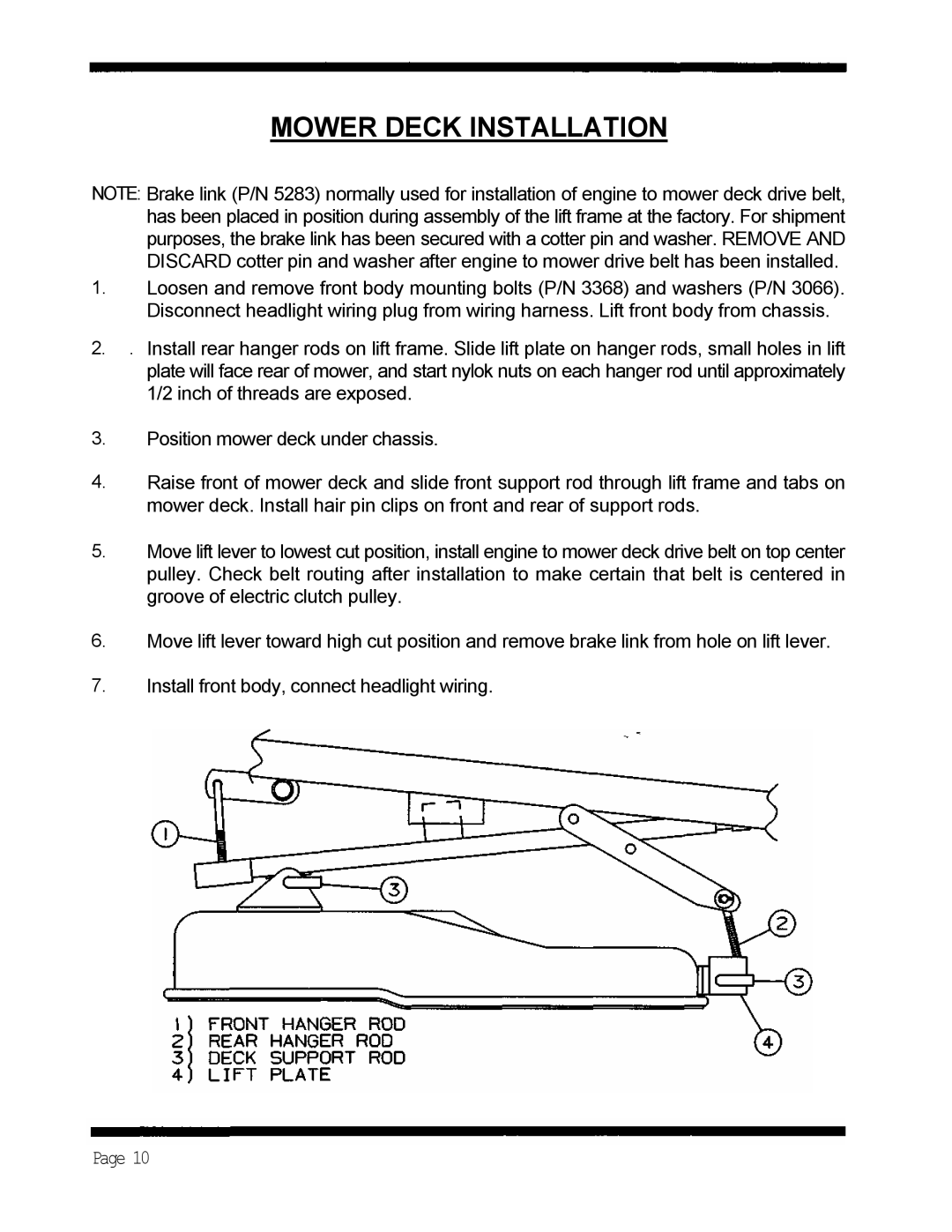 Dixon 5501 manual Mower Deck Installation 