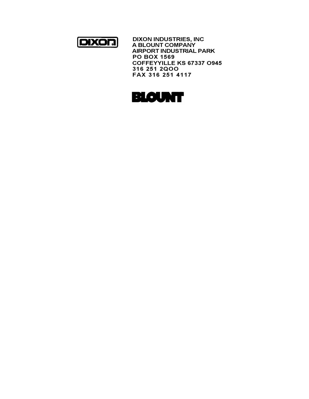 Dixon 5501 manual Fax 