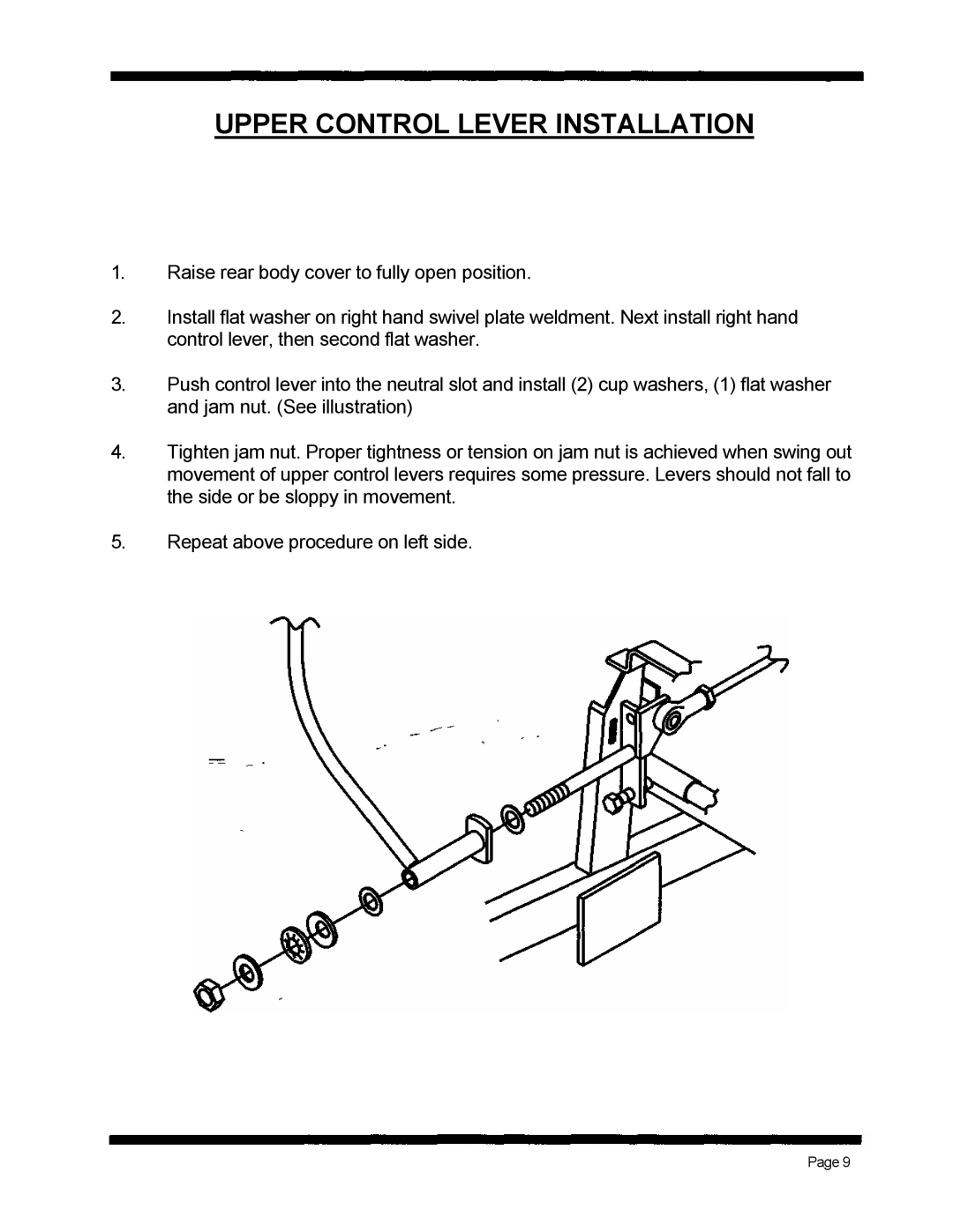 Dixon 560 manual Upper Control Lever Installation 