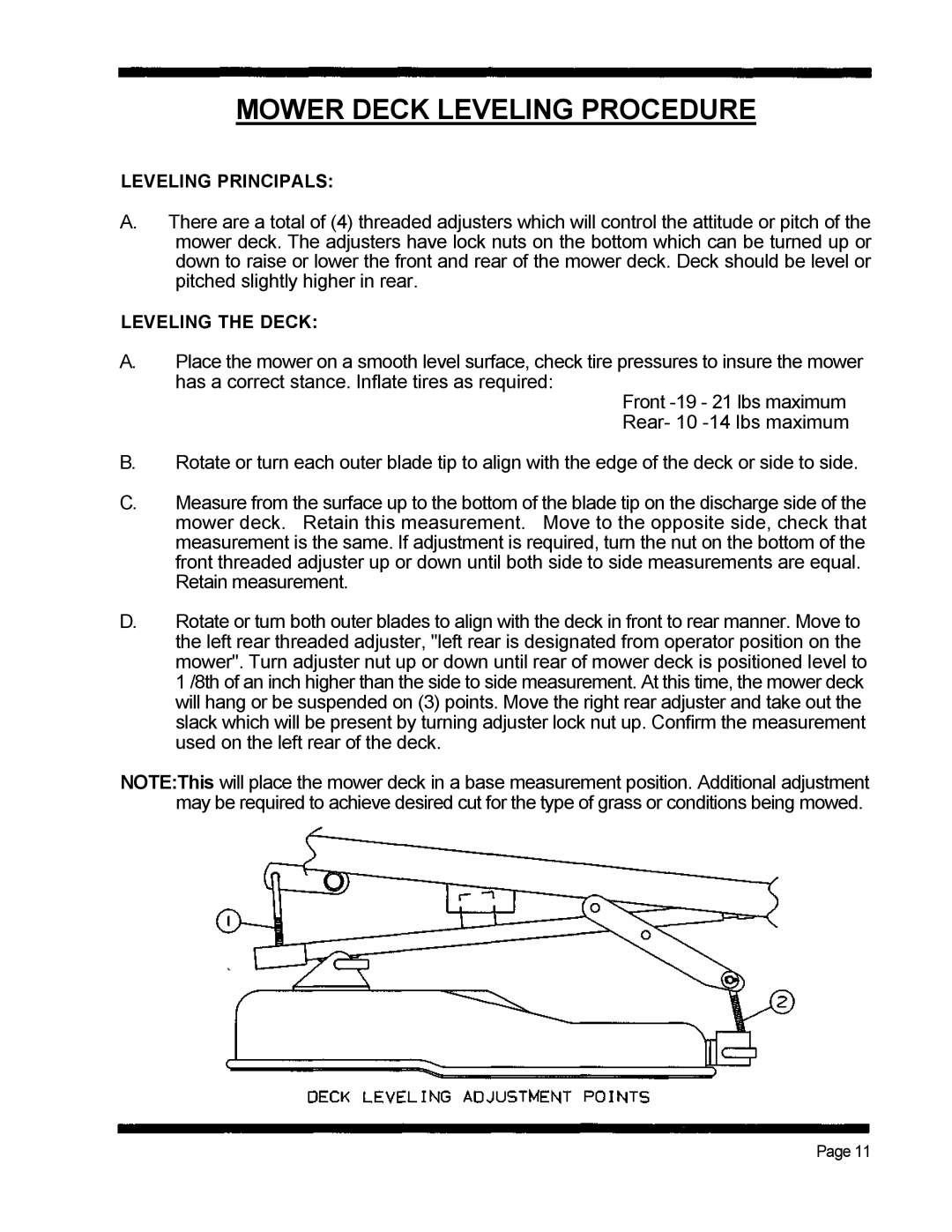 Dixon 560 manual Mower Deck Leveling Procedure 