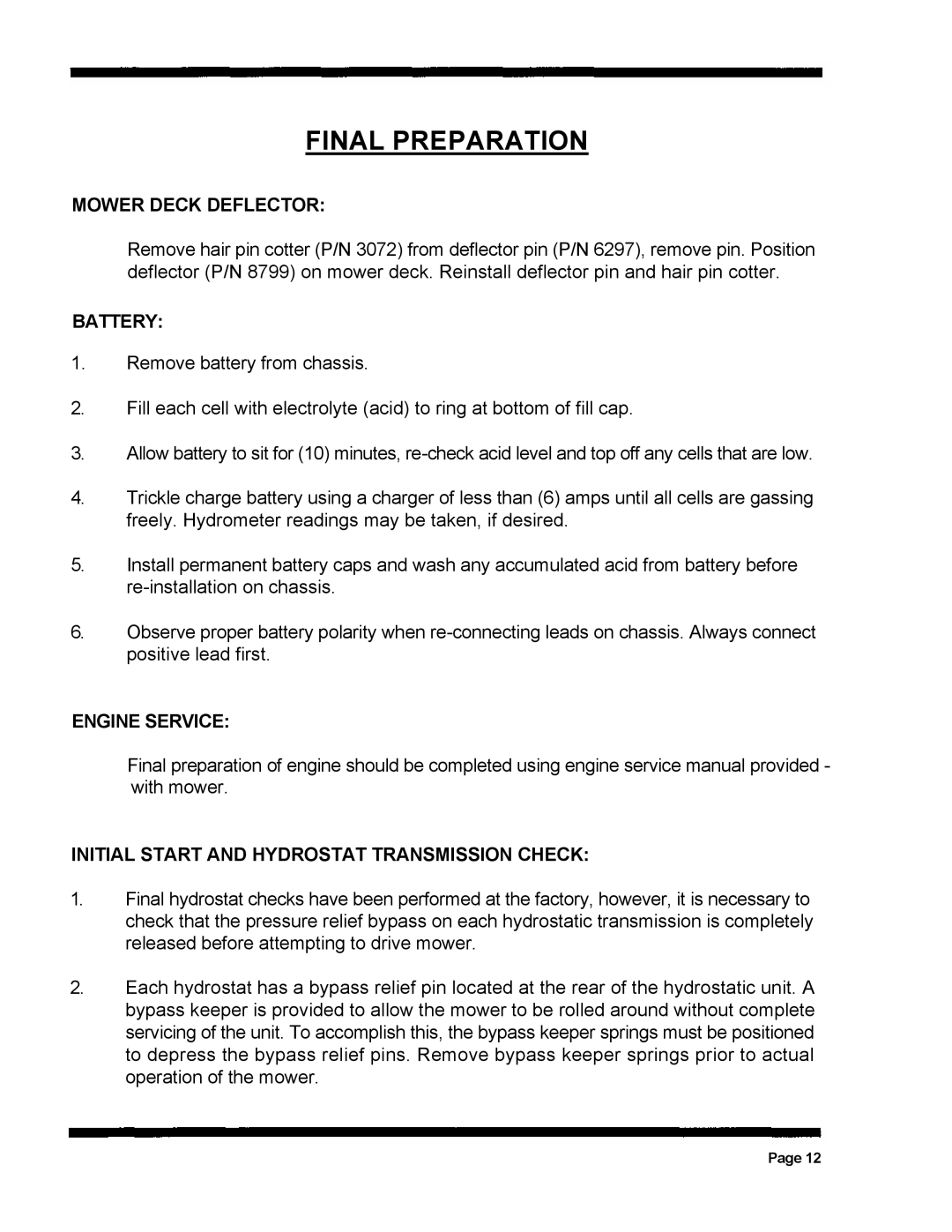 Dixon 560 manual Final Preparation, Mower Deck Deflector 