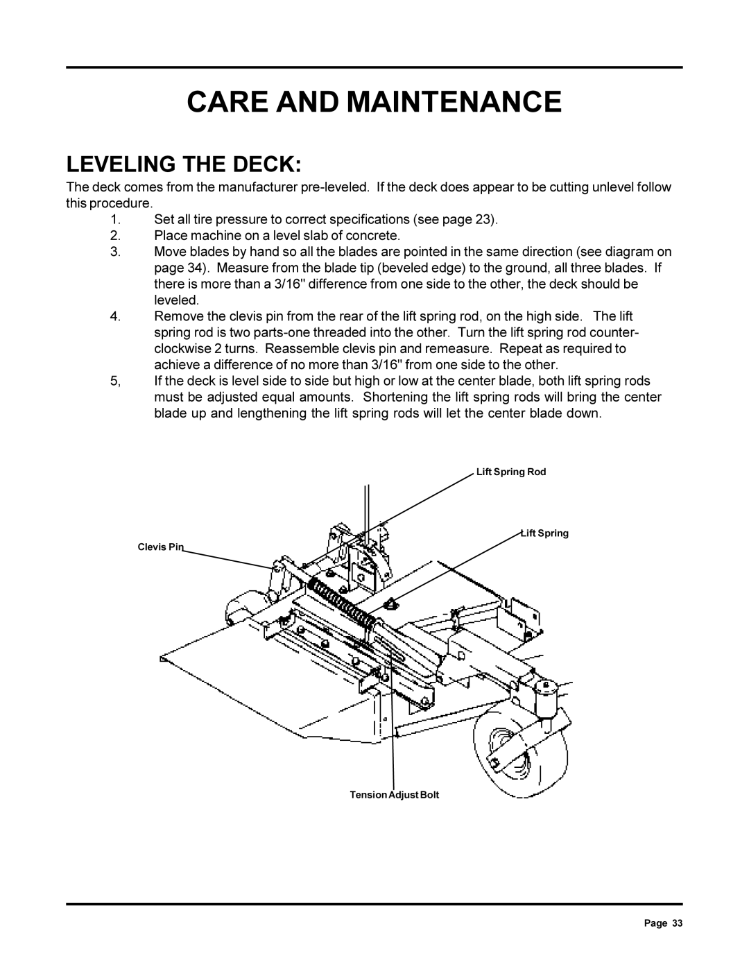 Dixon 6000 Series manual Leveling the Deck 