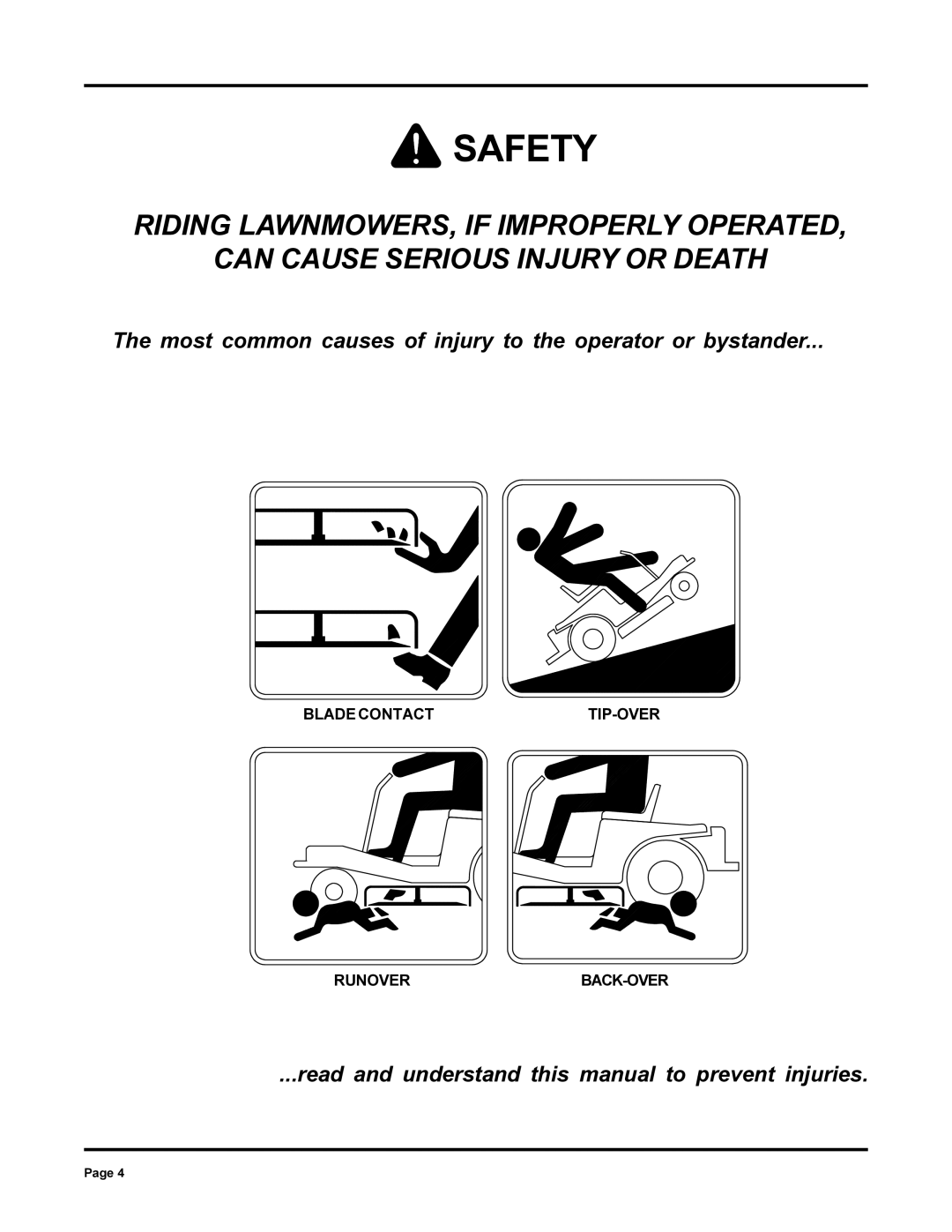 Dixon 6000 Series manual Safety 