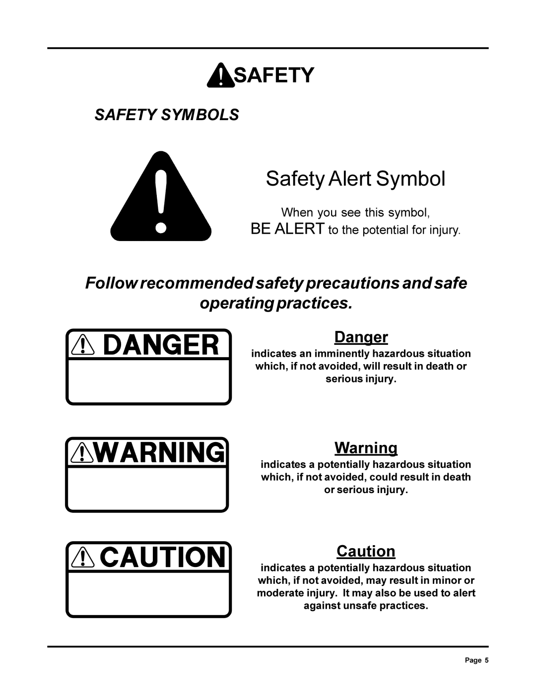 Dixon 6000 Series manual Safety Alert Symbol 