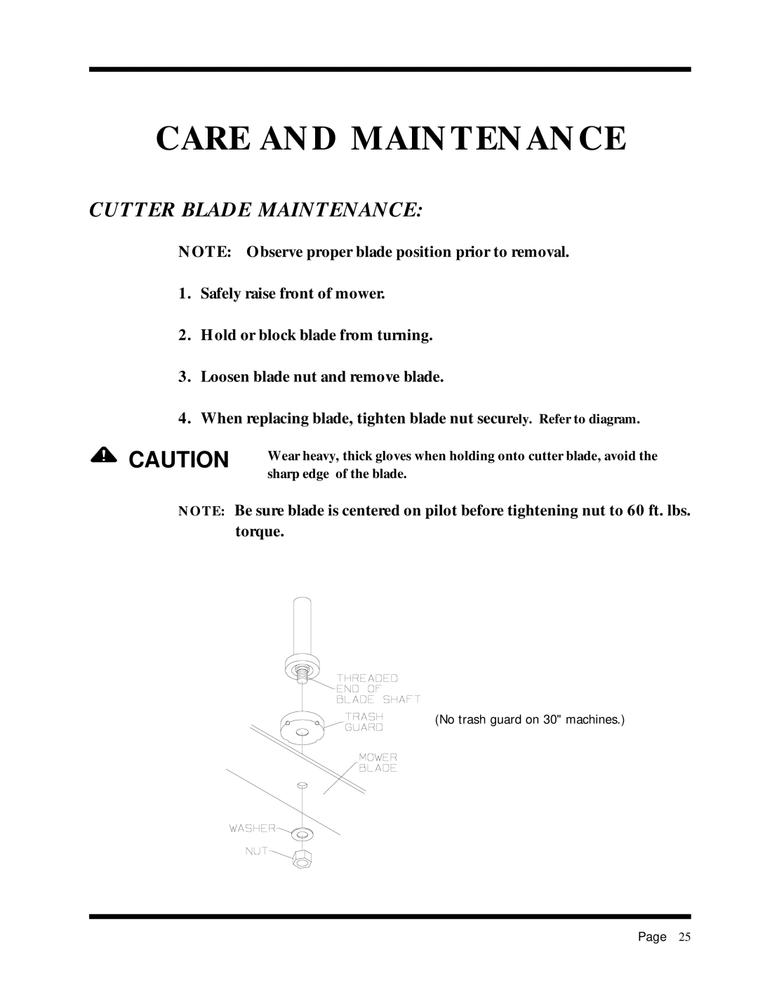 Dixon 6025 manual Cutter Blade Maintenance 