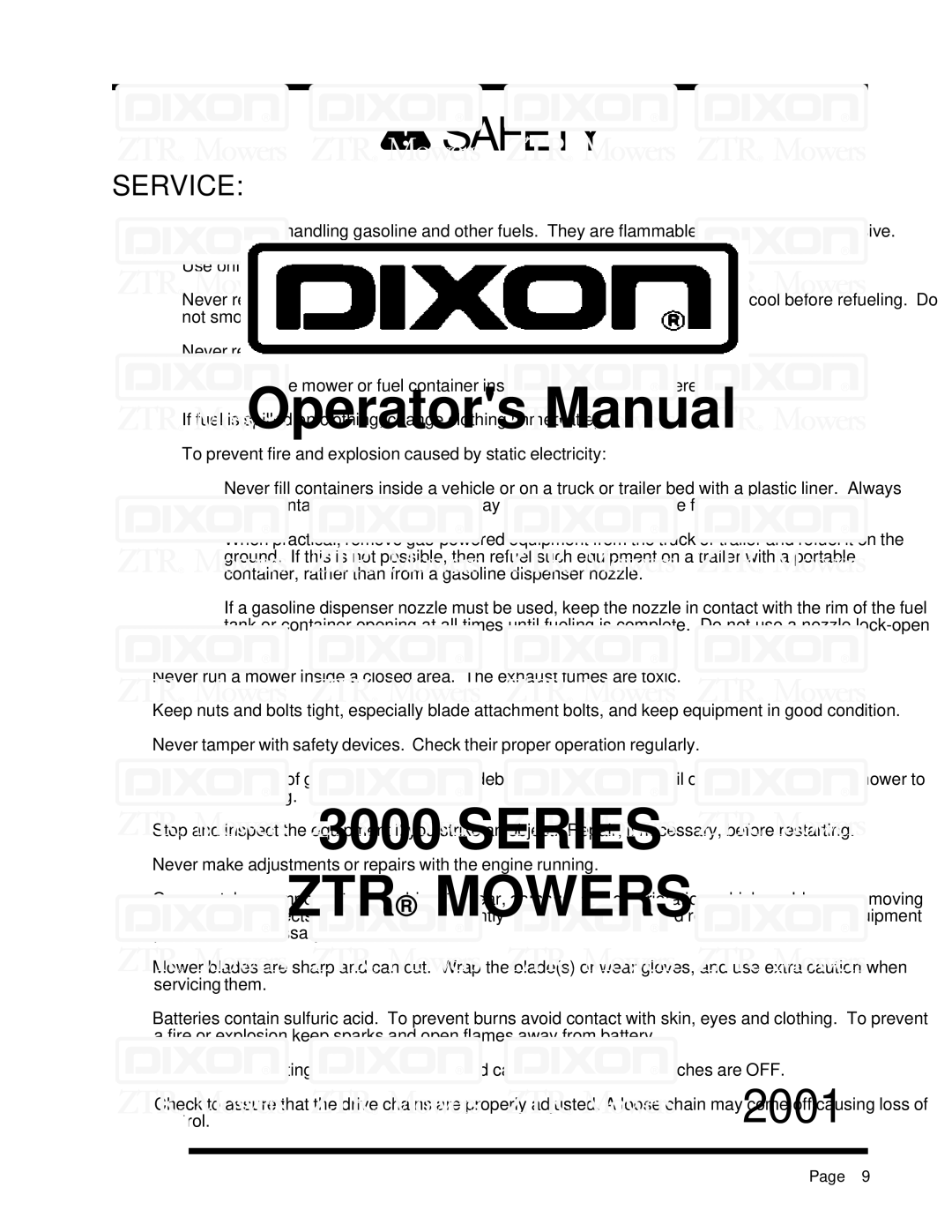 Dixon 6025 manual Service 