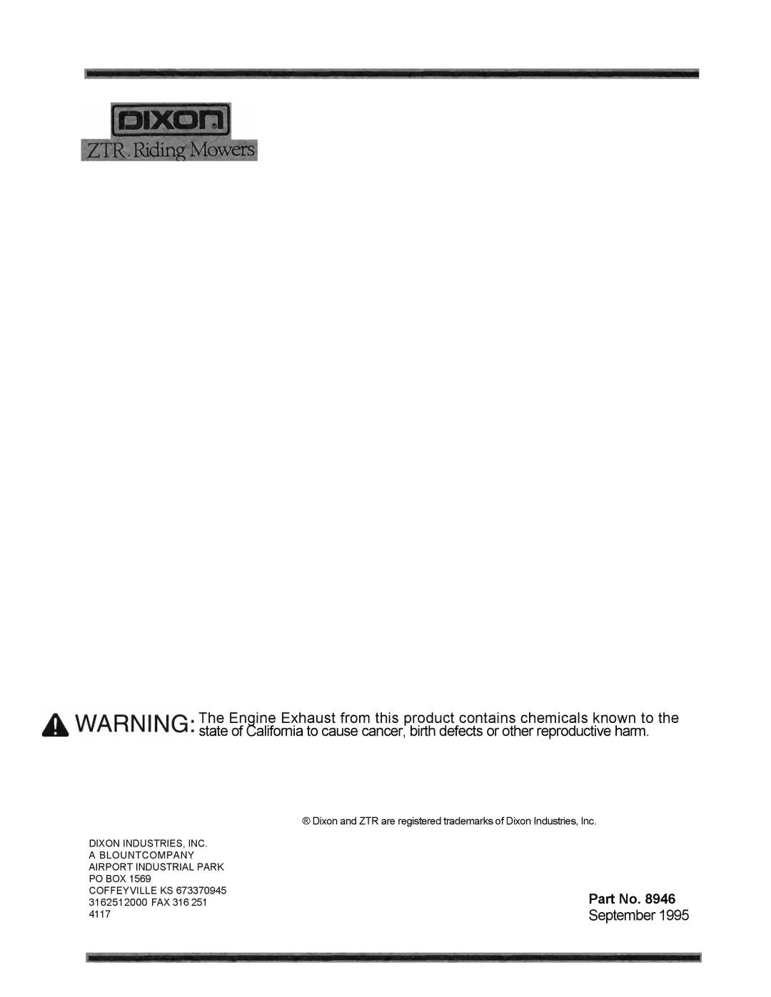 Dixon 6601 Series manual September 