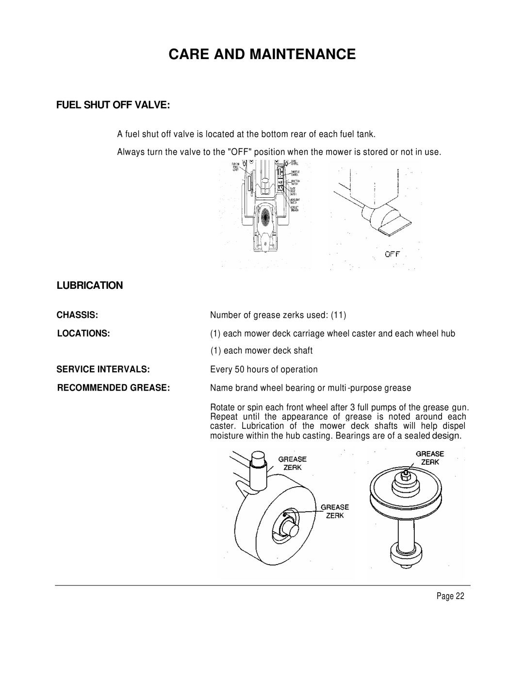 Dixon 6601 manual Fuel Shut OFF Valve, Lubrication 