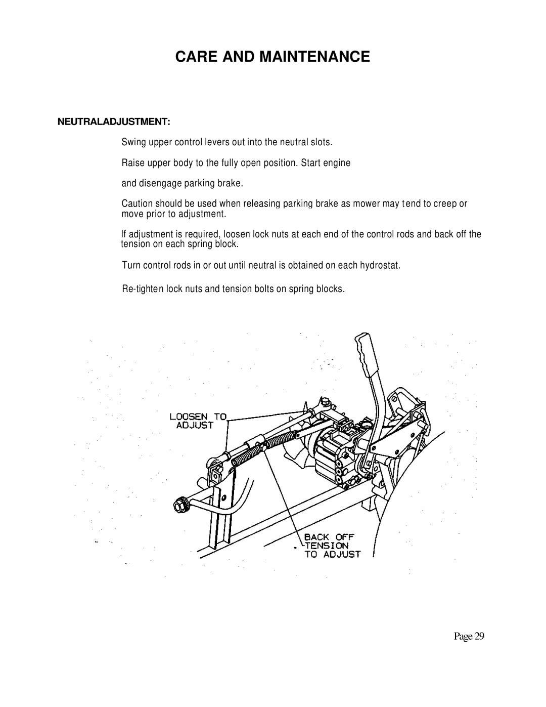 Dixon 6601 manual Neutraladjustment 