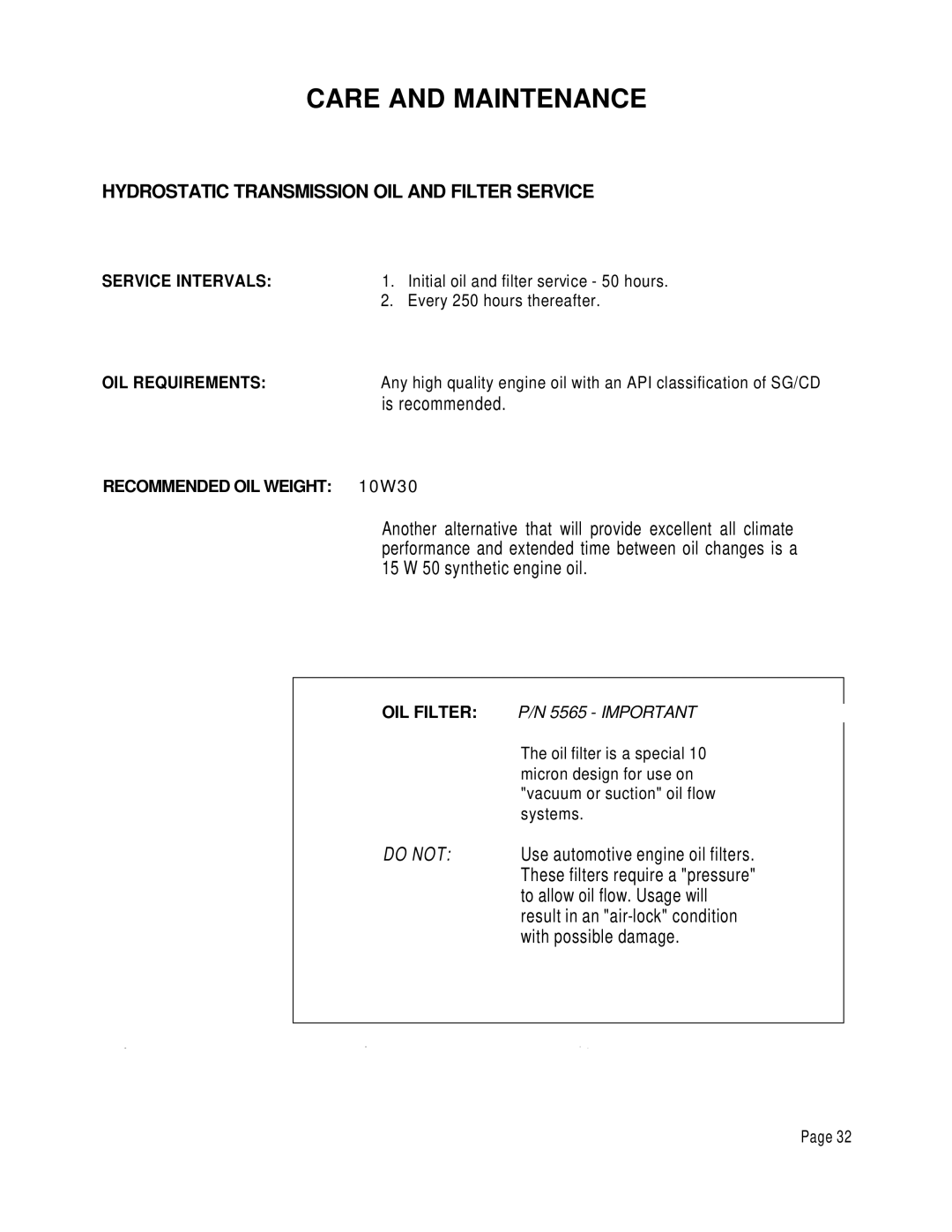 Dixon 6601 manual Hydrostatic Transmission OIL and Filter Service 