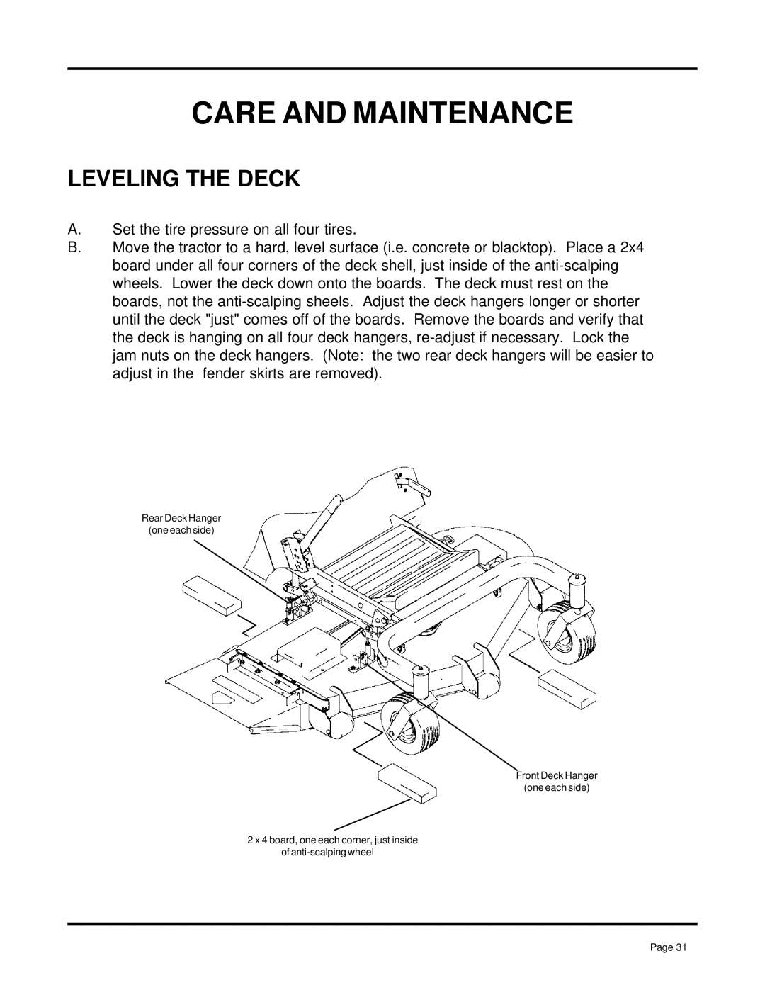 Dixon 7000 Series manual Leveling the Deck 