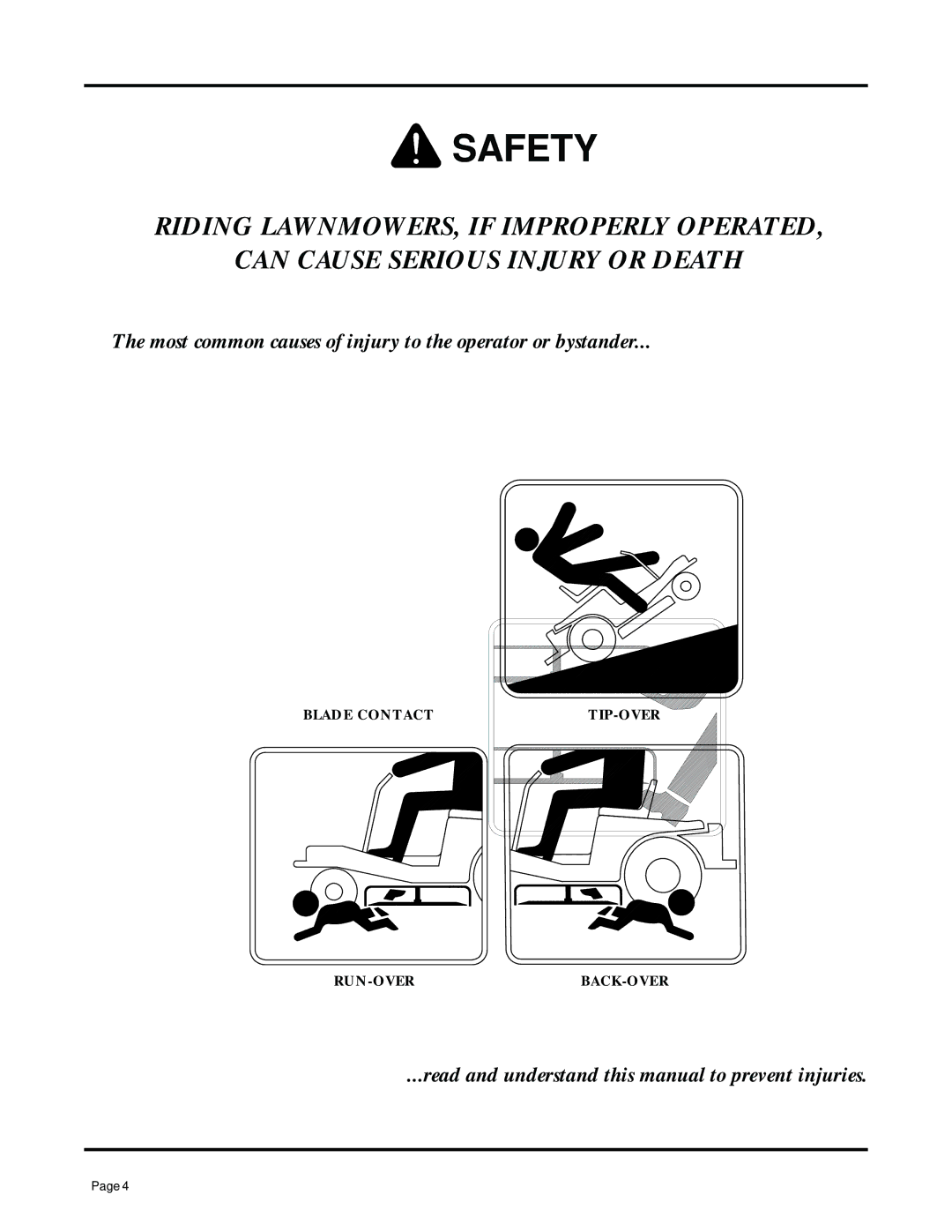 Dixon 7000 manual Safety 