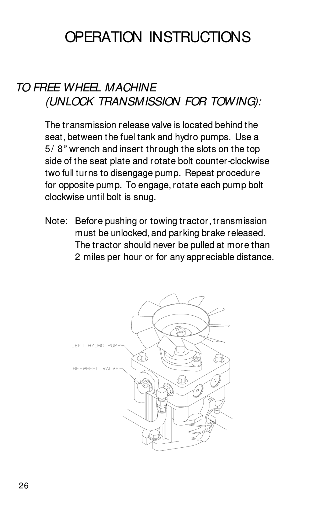 Dixon 7500 Series manual To Free Wheel Machine Unlock Transmission for Towing 