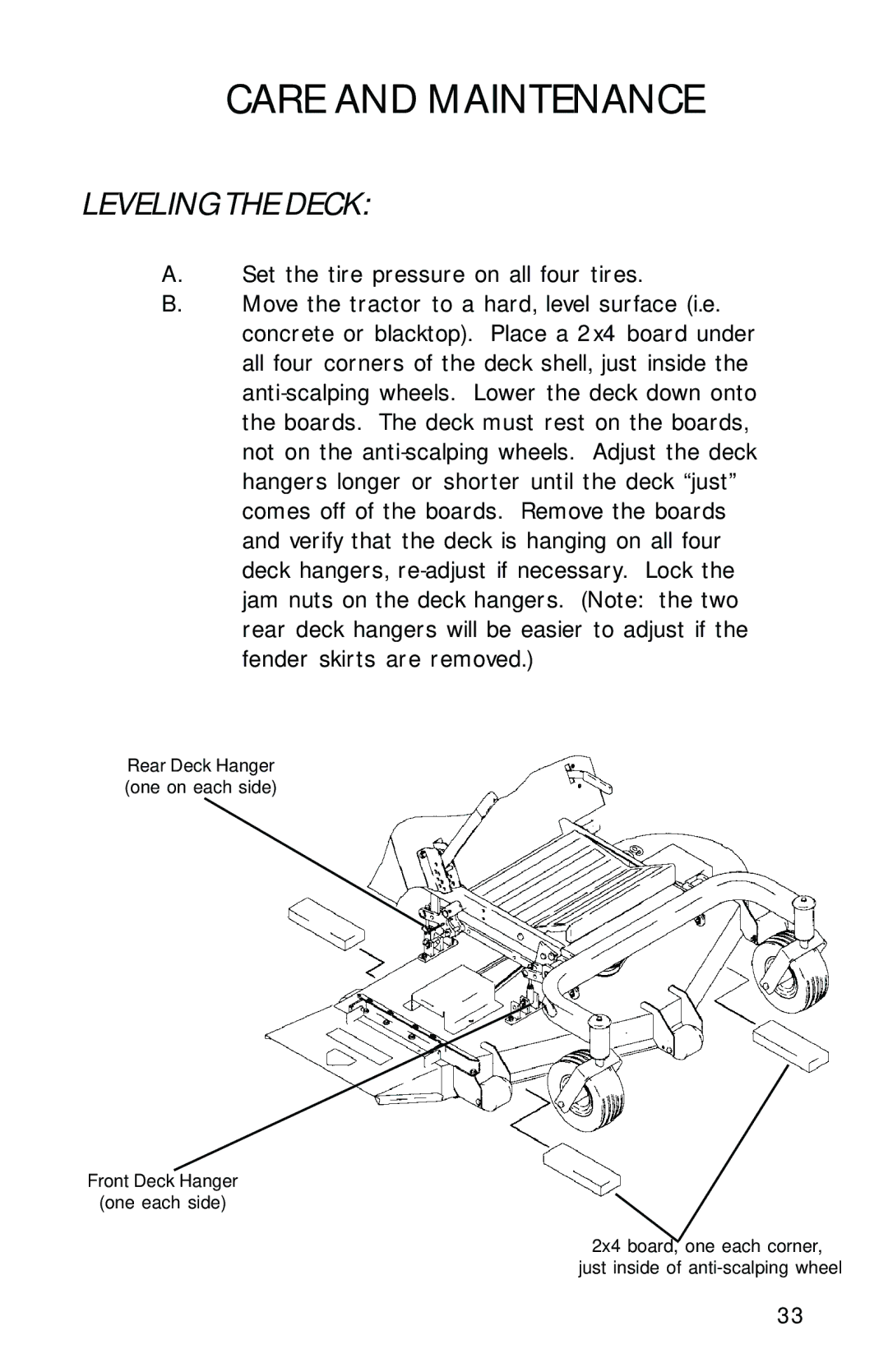 Dixon 7500 Series manual Leveling the Deck 