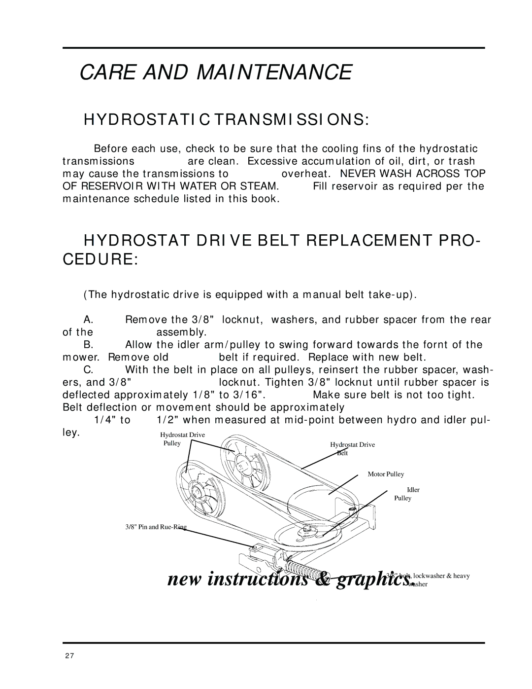 Dixon 8000 Series manual Hydrostatic Transmissions, Hydrostat Drive Belt Replacement PRO- Cedure 