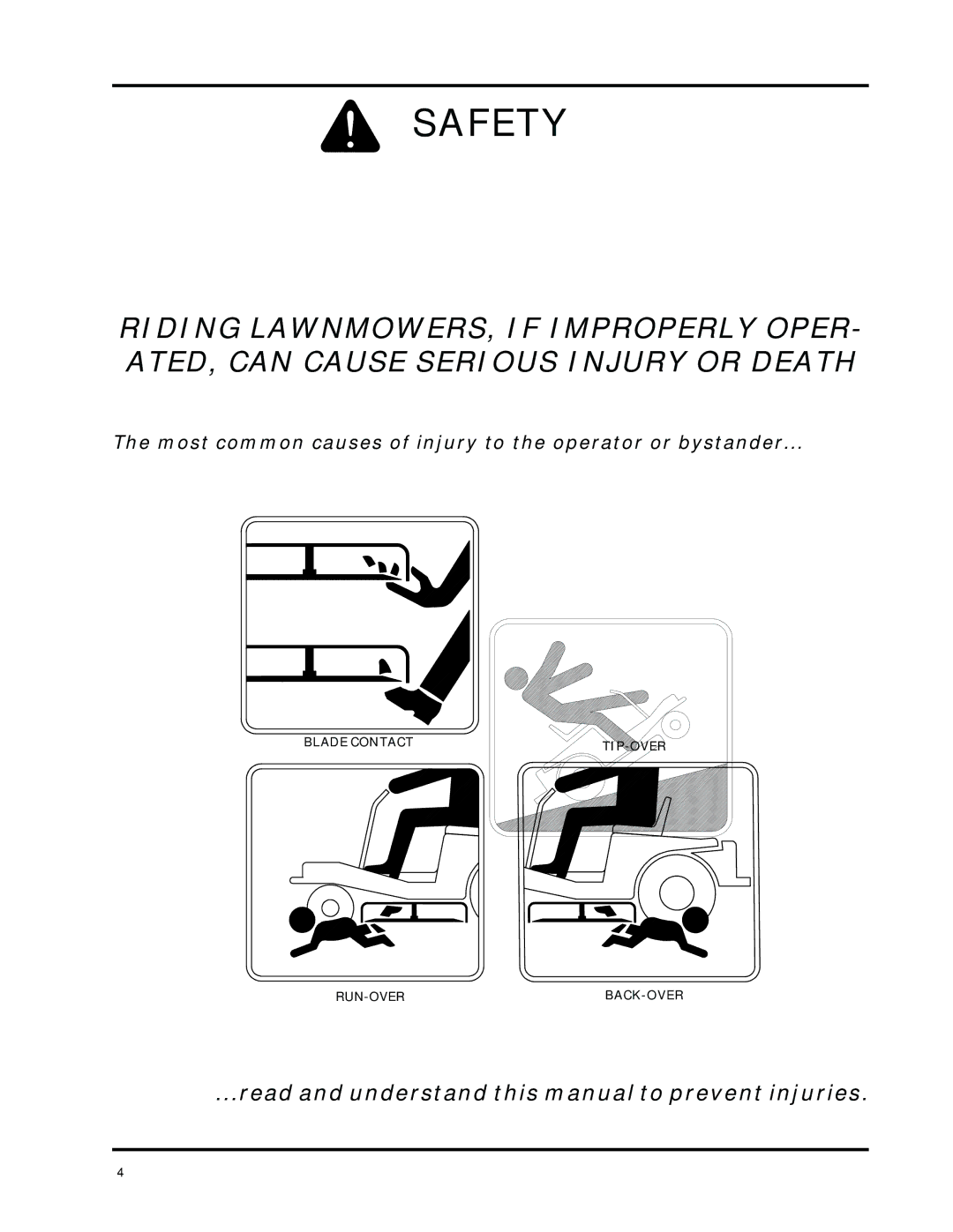 Dixon 8000 Series manual Safety 