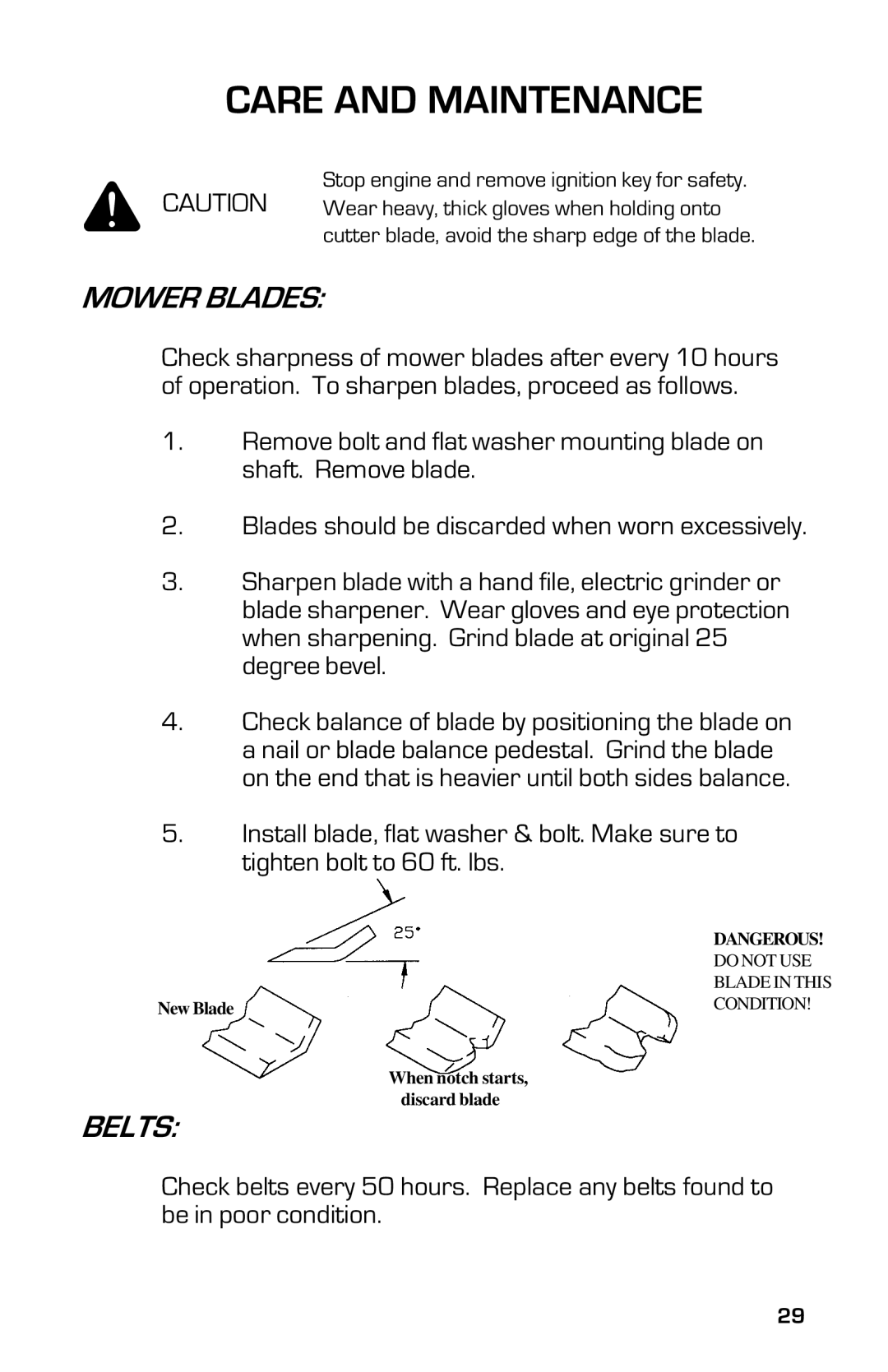 Dixon 8000D manual Mower Blades, Belts 