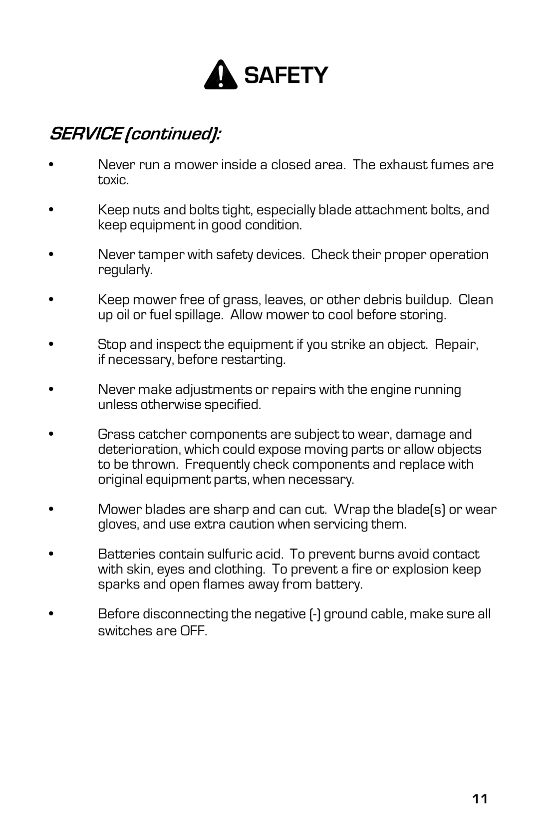 Dixon 8000G Series manual Service 