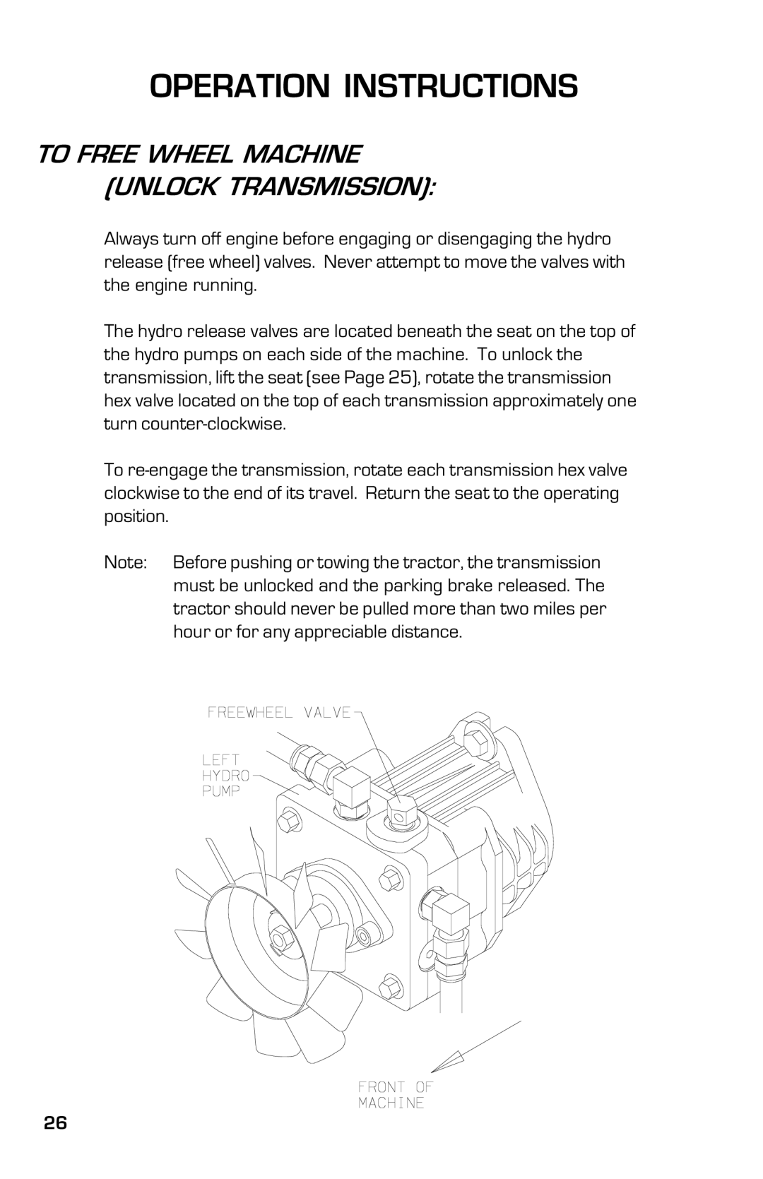 Dixon 8000G Series manual To Free Wheel Machine Unlock Transmission 