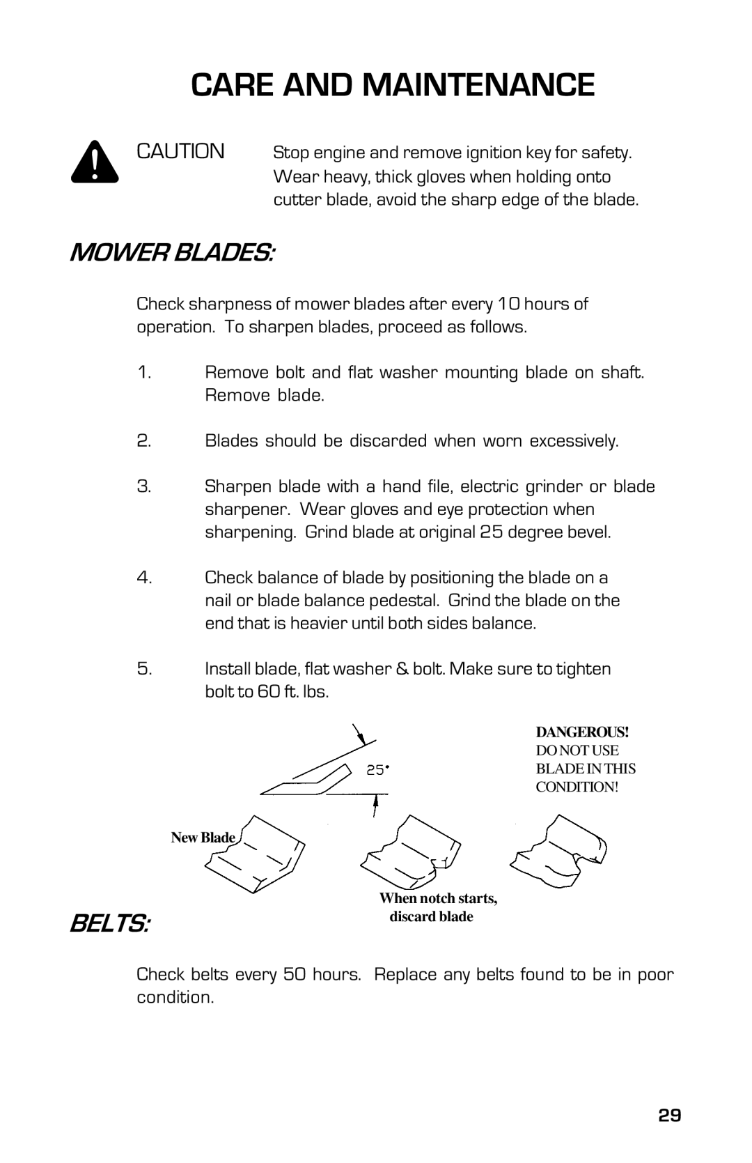 Dixon 8000G Series manual Mower Blades, Belts 