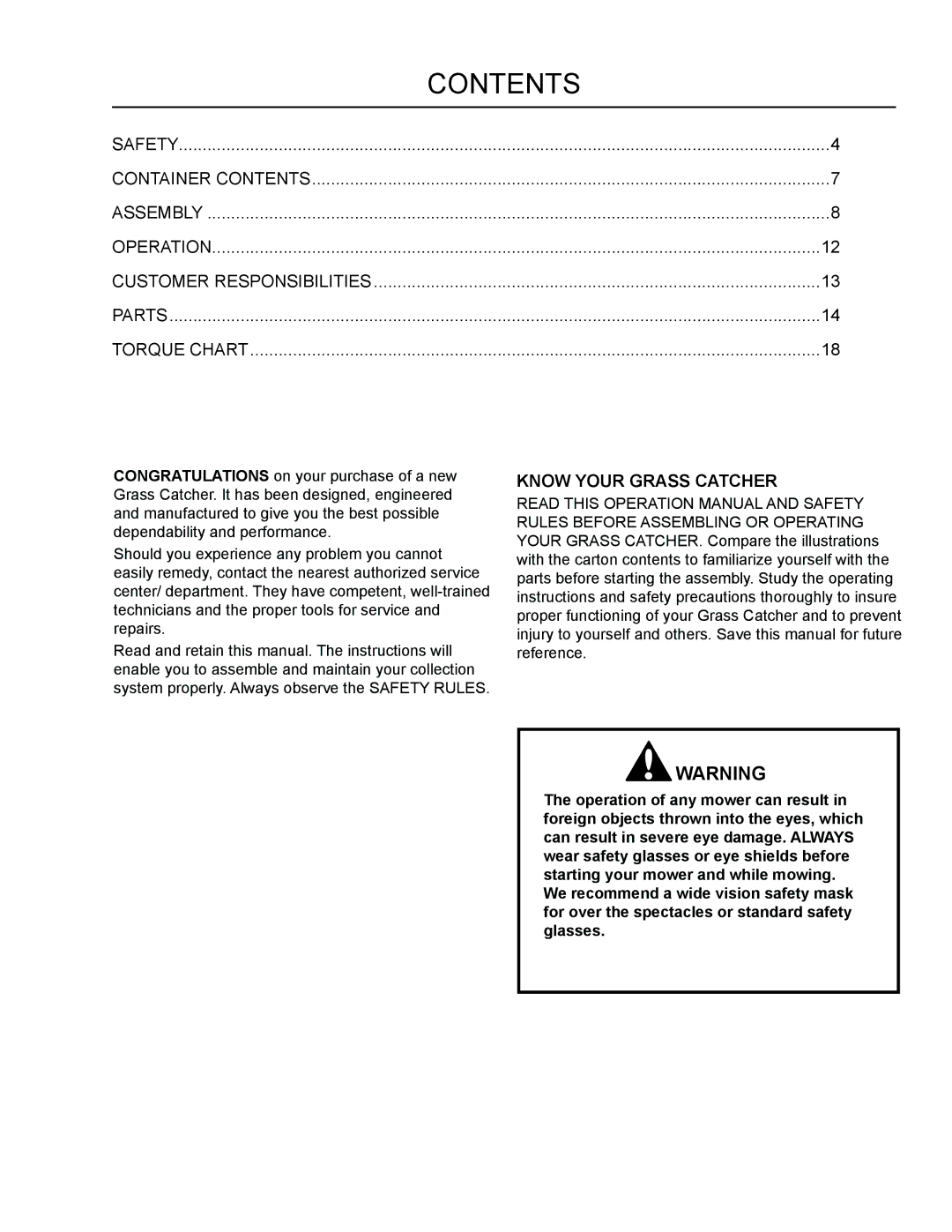 Dixon 966 004201 manual Contents 